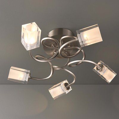 Ronan Brushed Chrome Effect 5 Lamp Semi Flush Ceiling Light