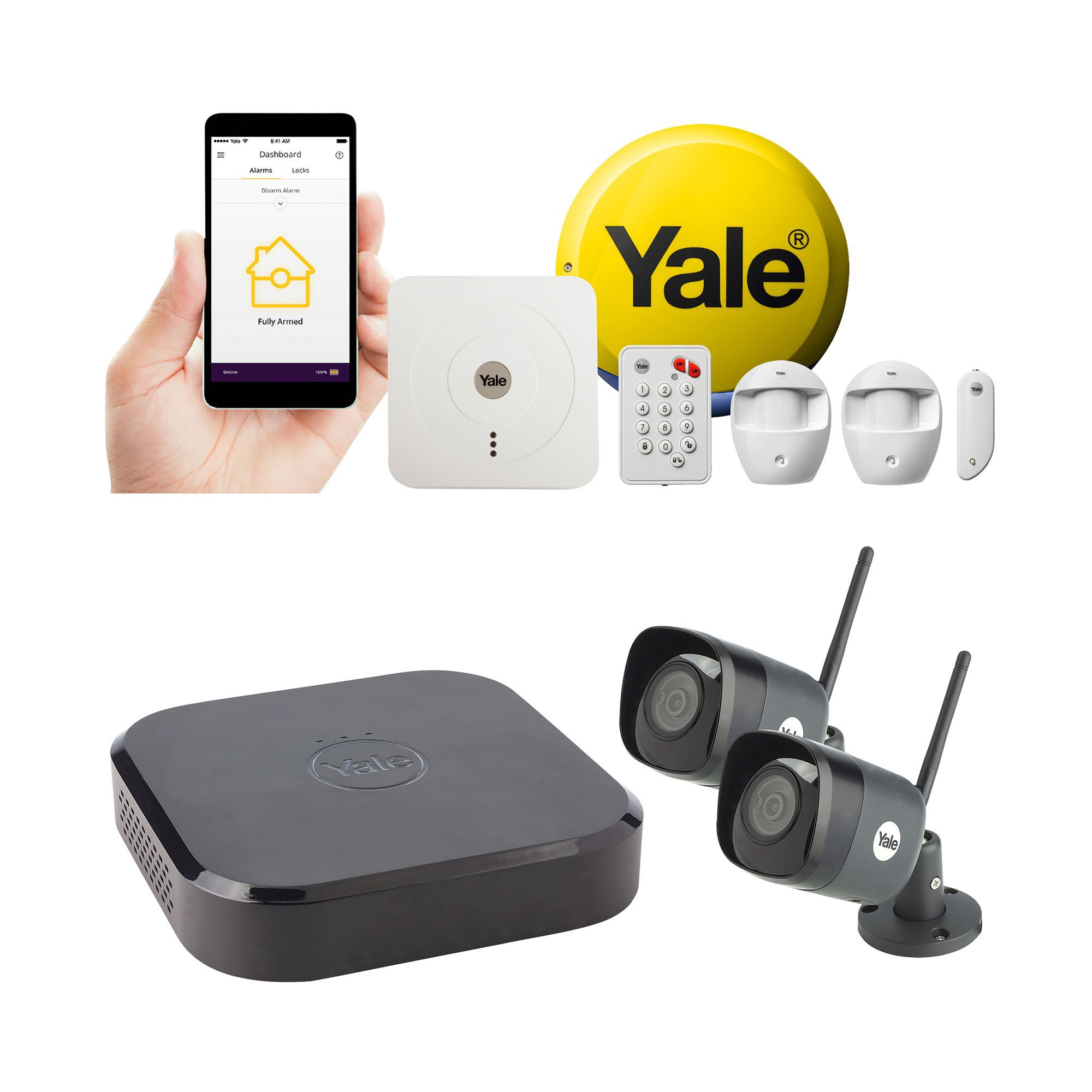 Yale Smart Home Alarm & 2 Camera CCTV Kit Wireless Bundle | Departments ...