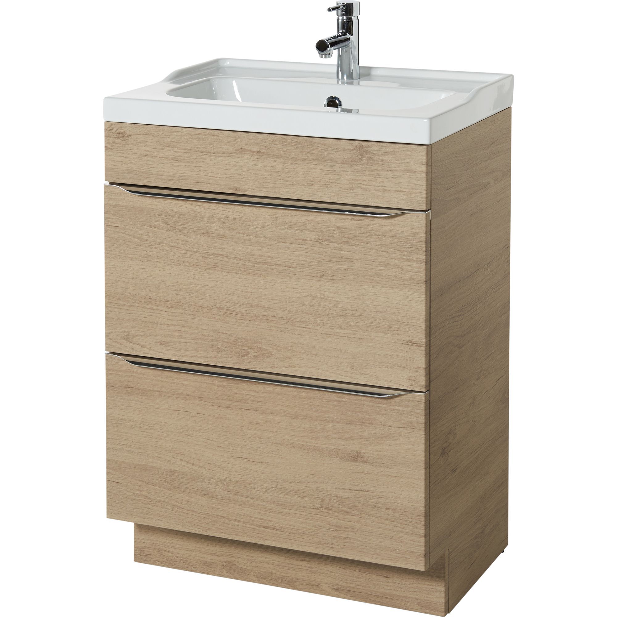 GoodHome Imandra Oak effect Vanity unit & basin, (W)604mm Departments