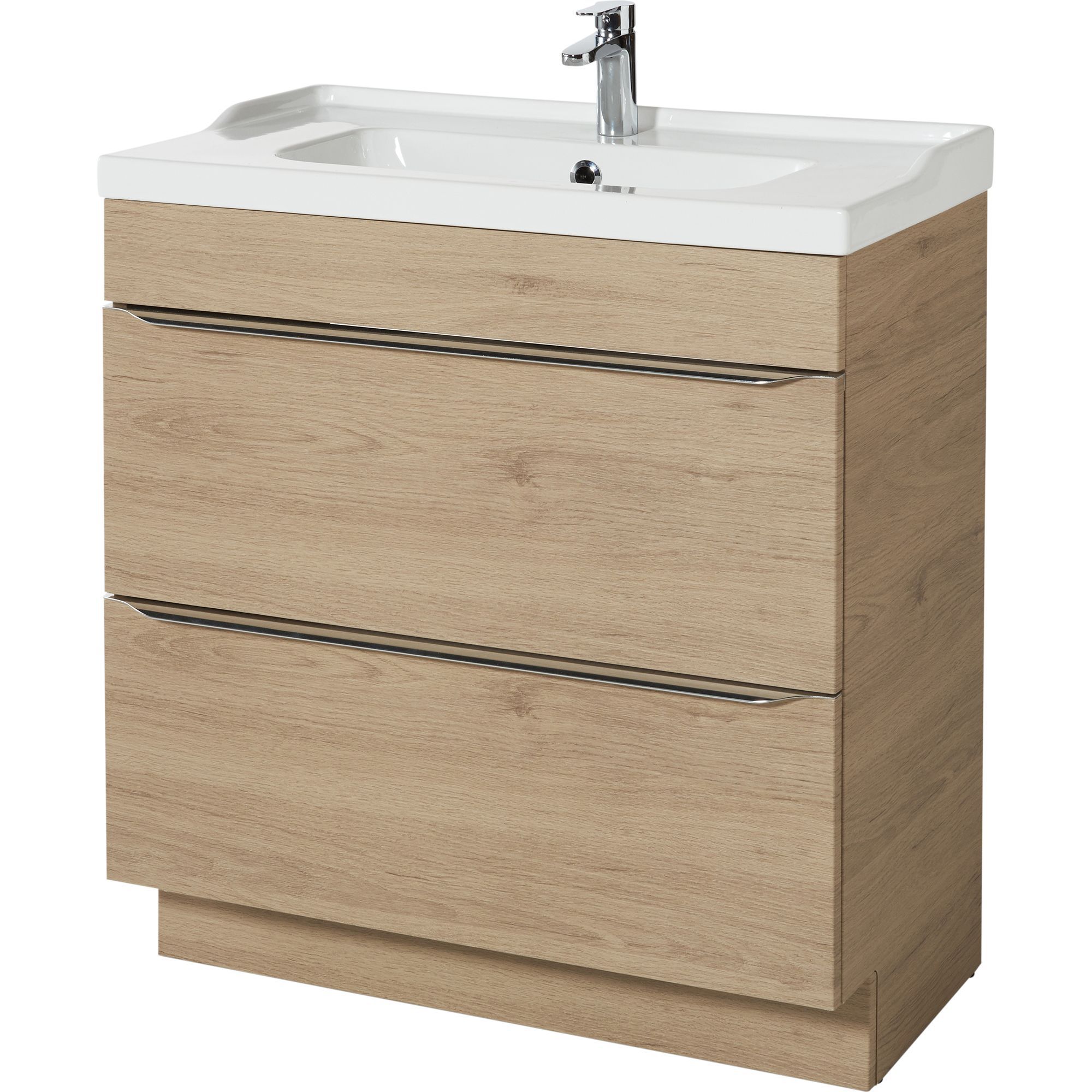 GoodHome Imandra Oak Effect Vanity Unit & Basin, (W)804mm | Departments ...