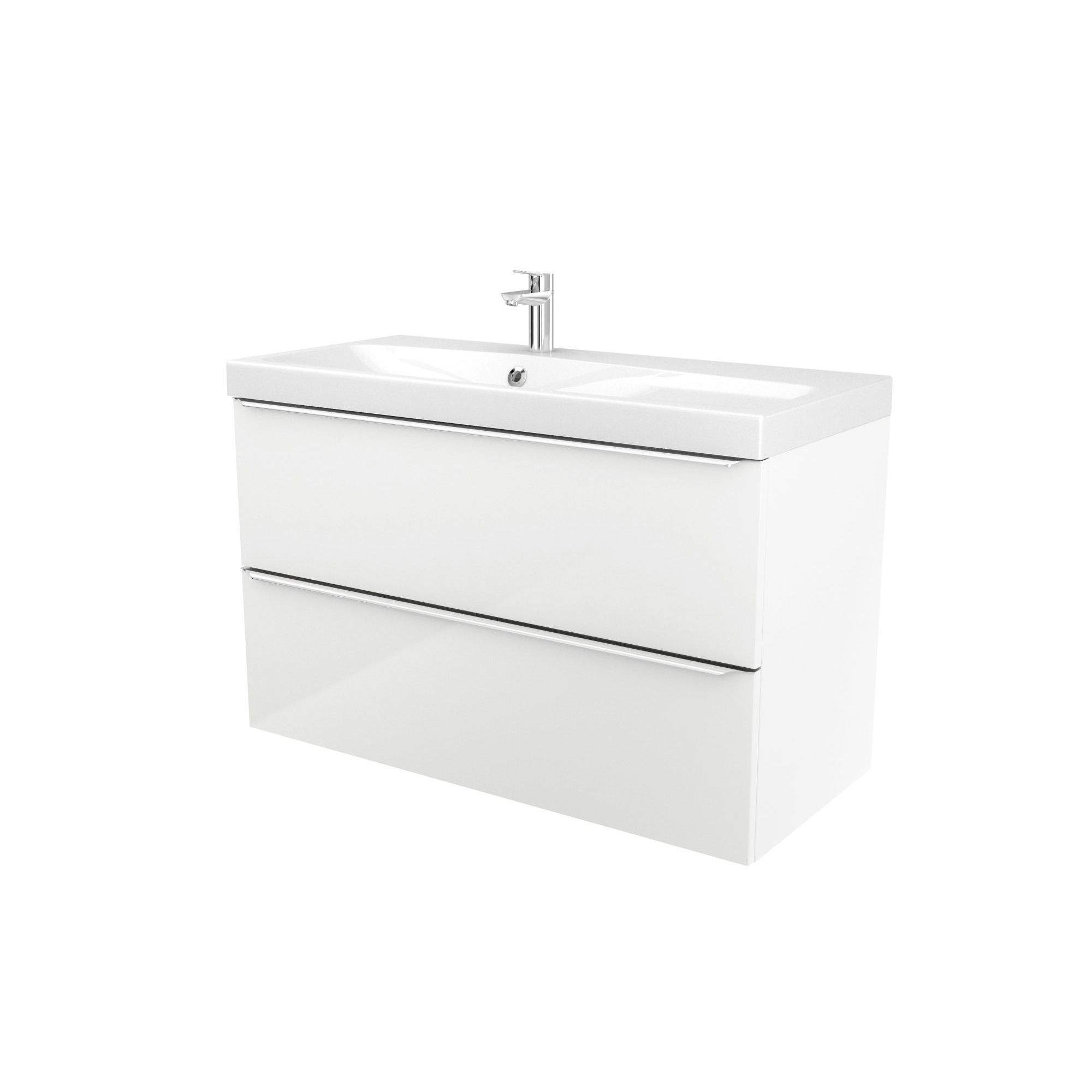 GoodHome Imandra White Vanity unit & basin, (W)1004mm Departments