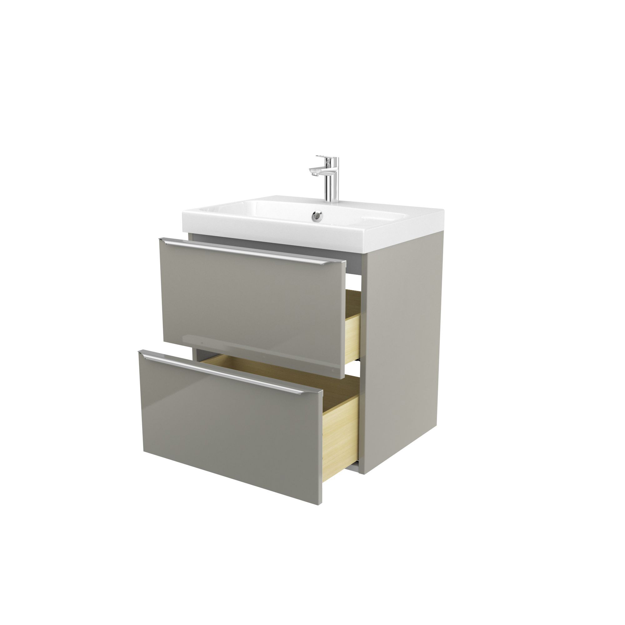 GoodHome Imandra Taupe Vanity unit & basin, (W)604mm Departments DIY at B&Q