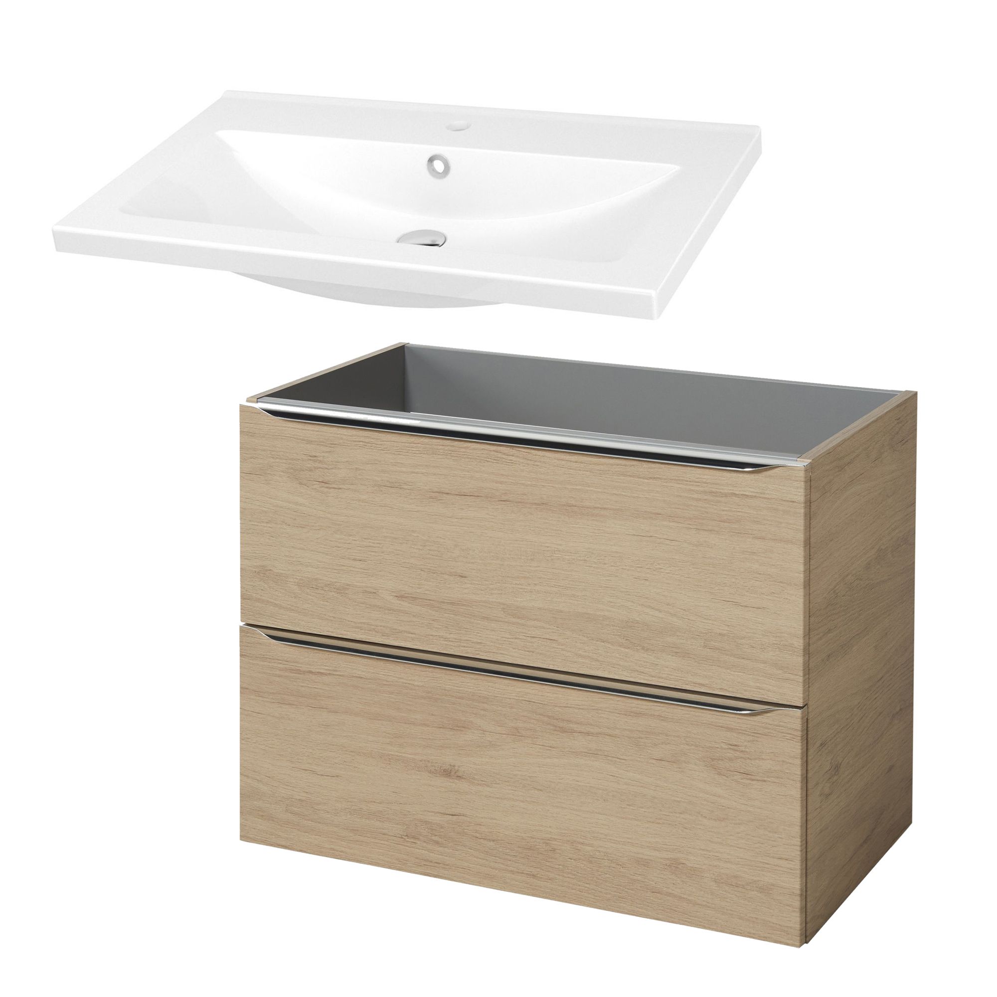 GoodHome Imandra Oak effect Vanity unit & basin, (W)804mm Departments