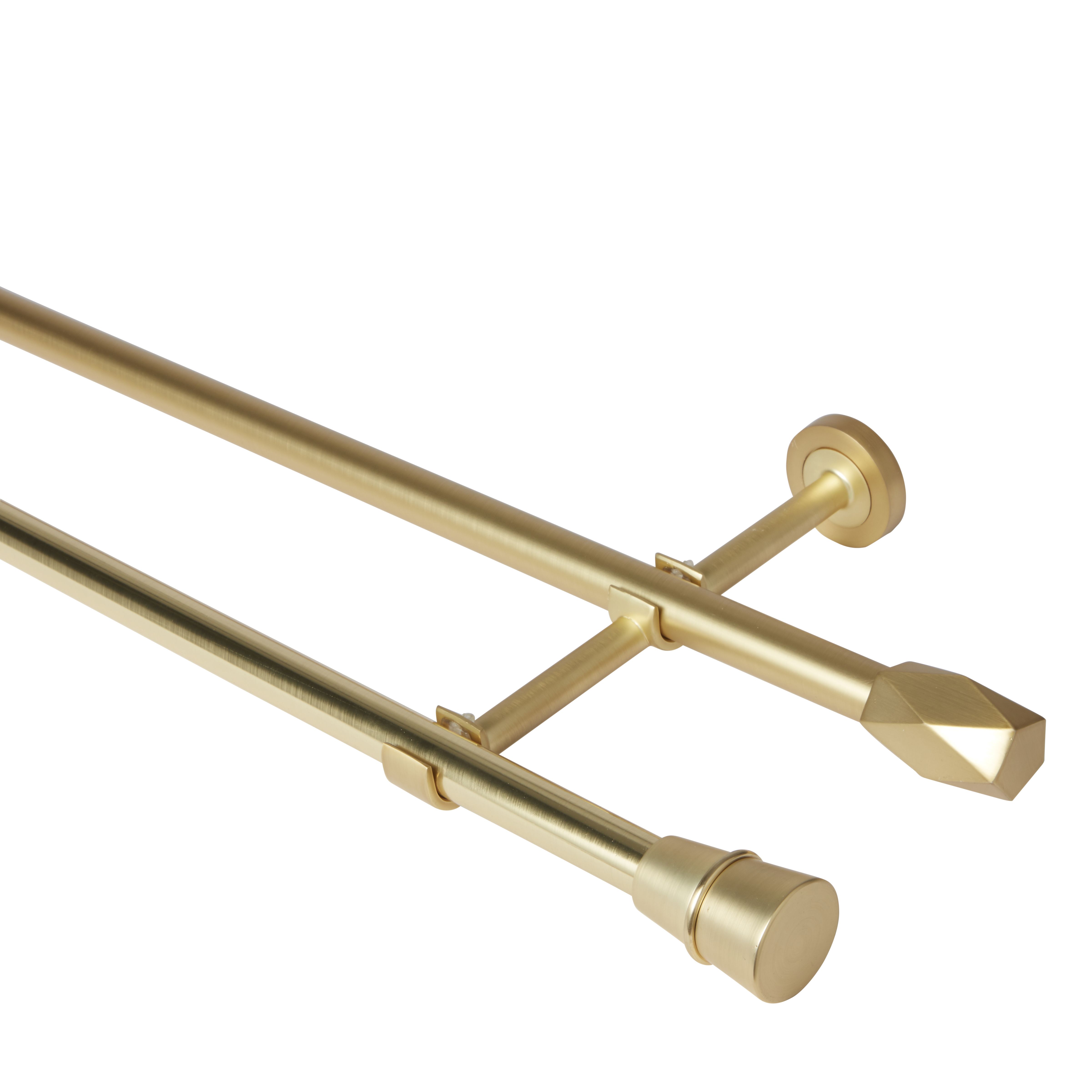 GoodHome Elasa Brushed Gold effect Fixed Long double Curtain pole Set ...