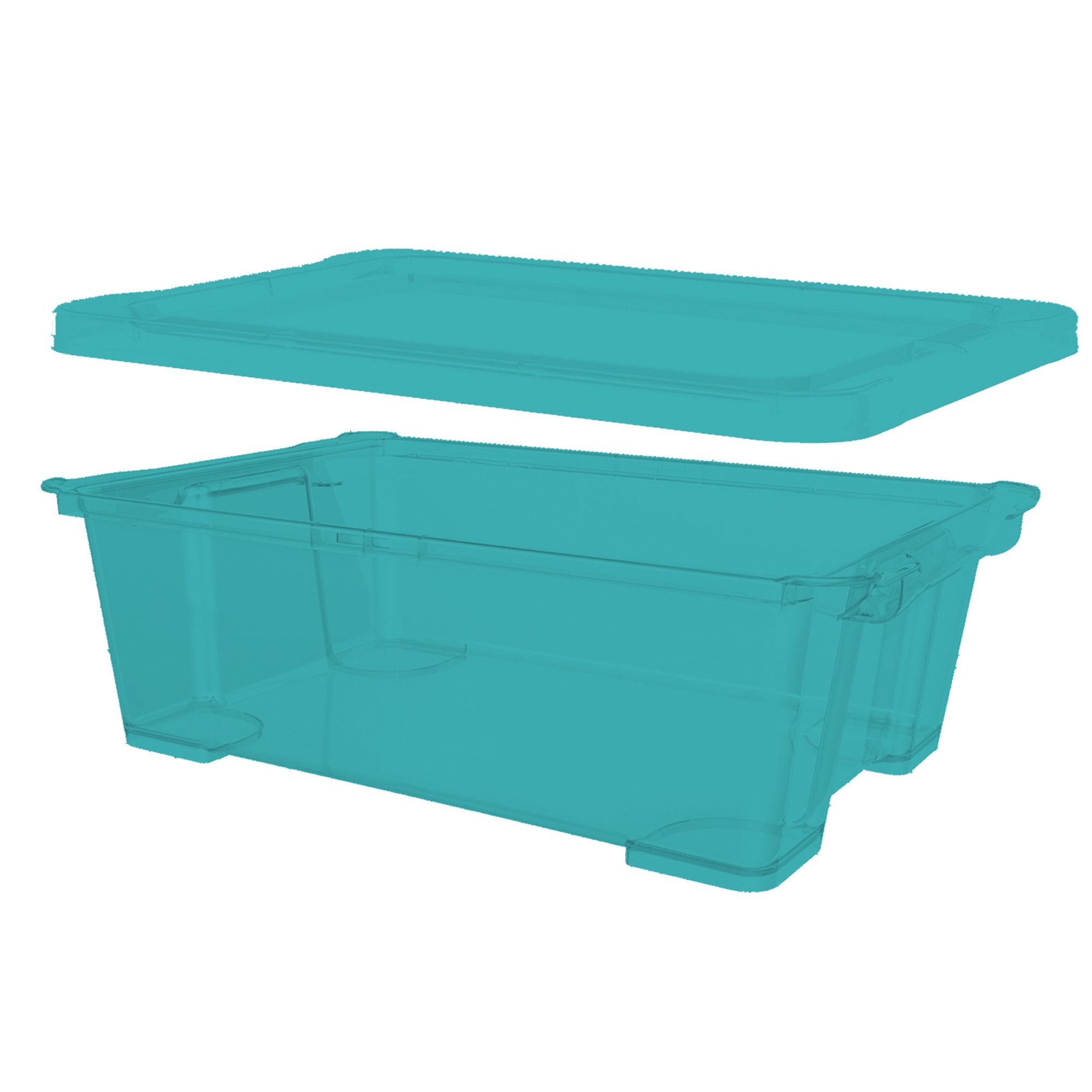 Kaze Blue 10L Plastic Stackable Storage box with lid, Set of 4