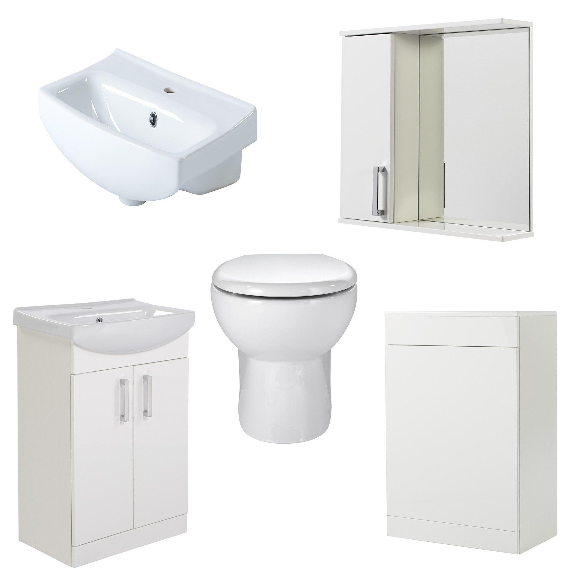 GoodHome Ardenno Back to wall toilet, basin & mirror Departments TradePoint