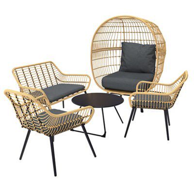 GoodHome Apolima Rattan Effect 5 Seater Coffee Set