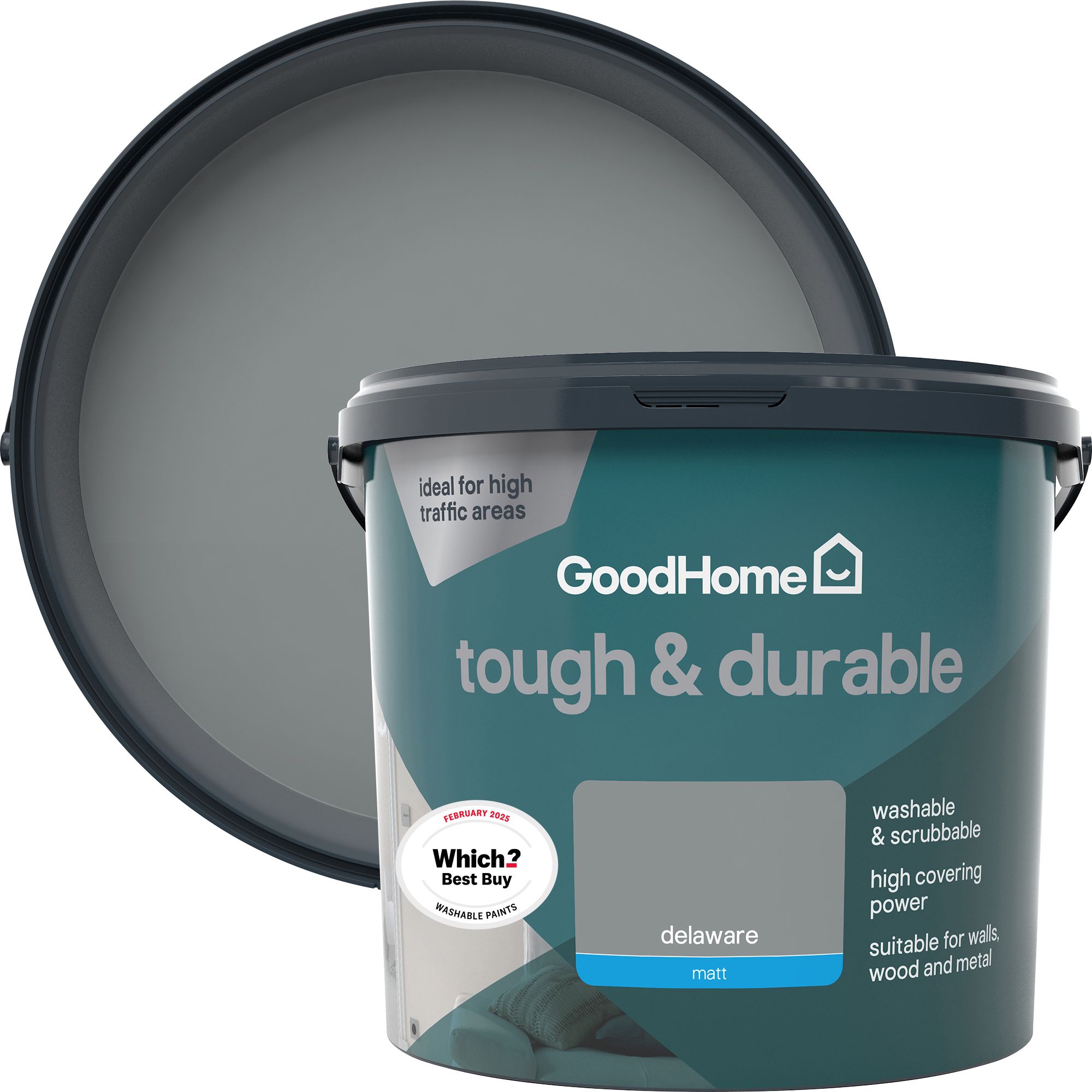 GoodHome Durable Delaware Matt Emulsion paint 5L Departments DIY at B&Q