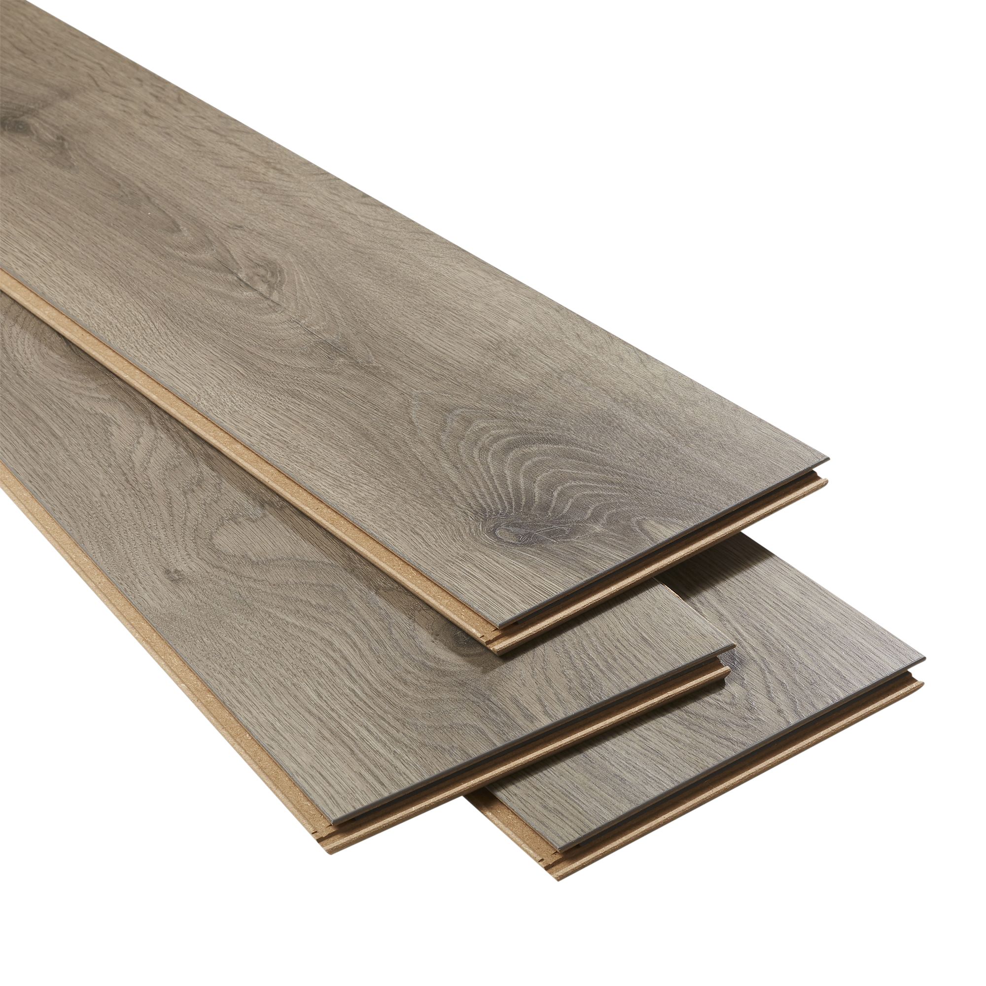 GoodHome Oldbury Grey Oak effect Laminate flooring, Sample