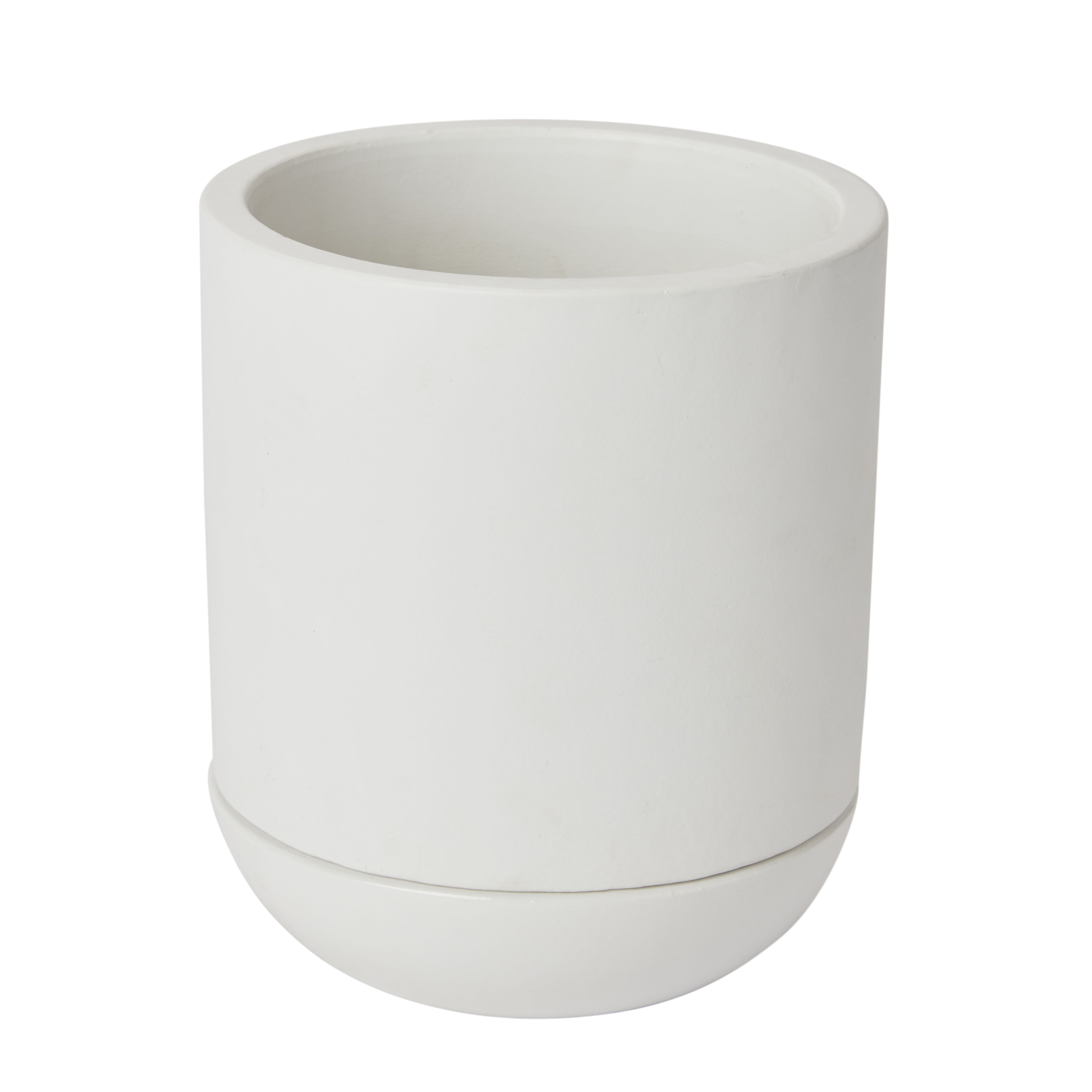 Glazed White Terracotta Plant Pot Dia 15 4cm Departments DIY At B Q   3663602441243 02c Bq