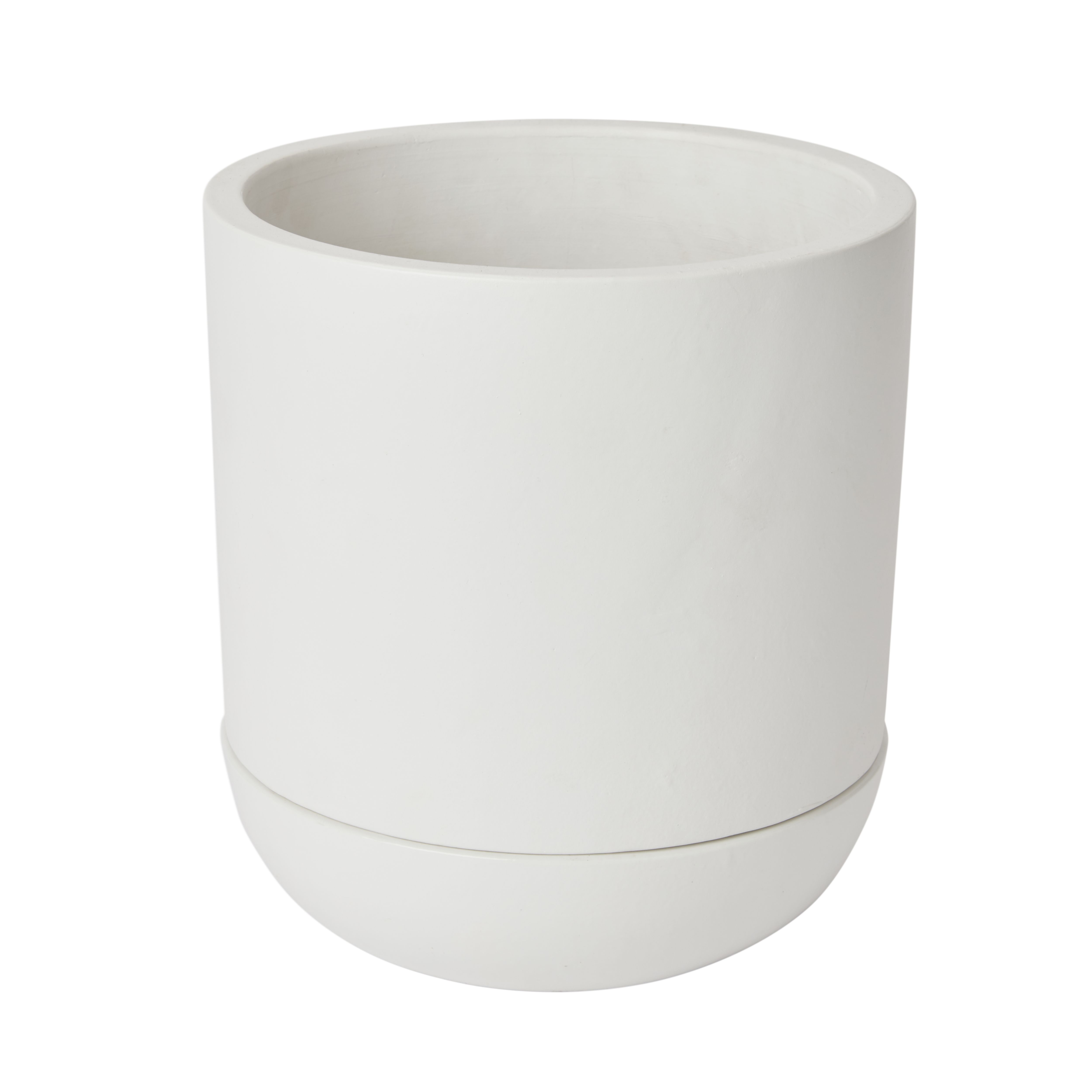 Glazed White Terracotta Plant pot (Dia)20.5cm | Departments | DIY at B&Q