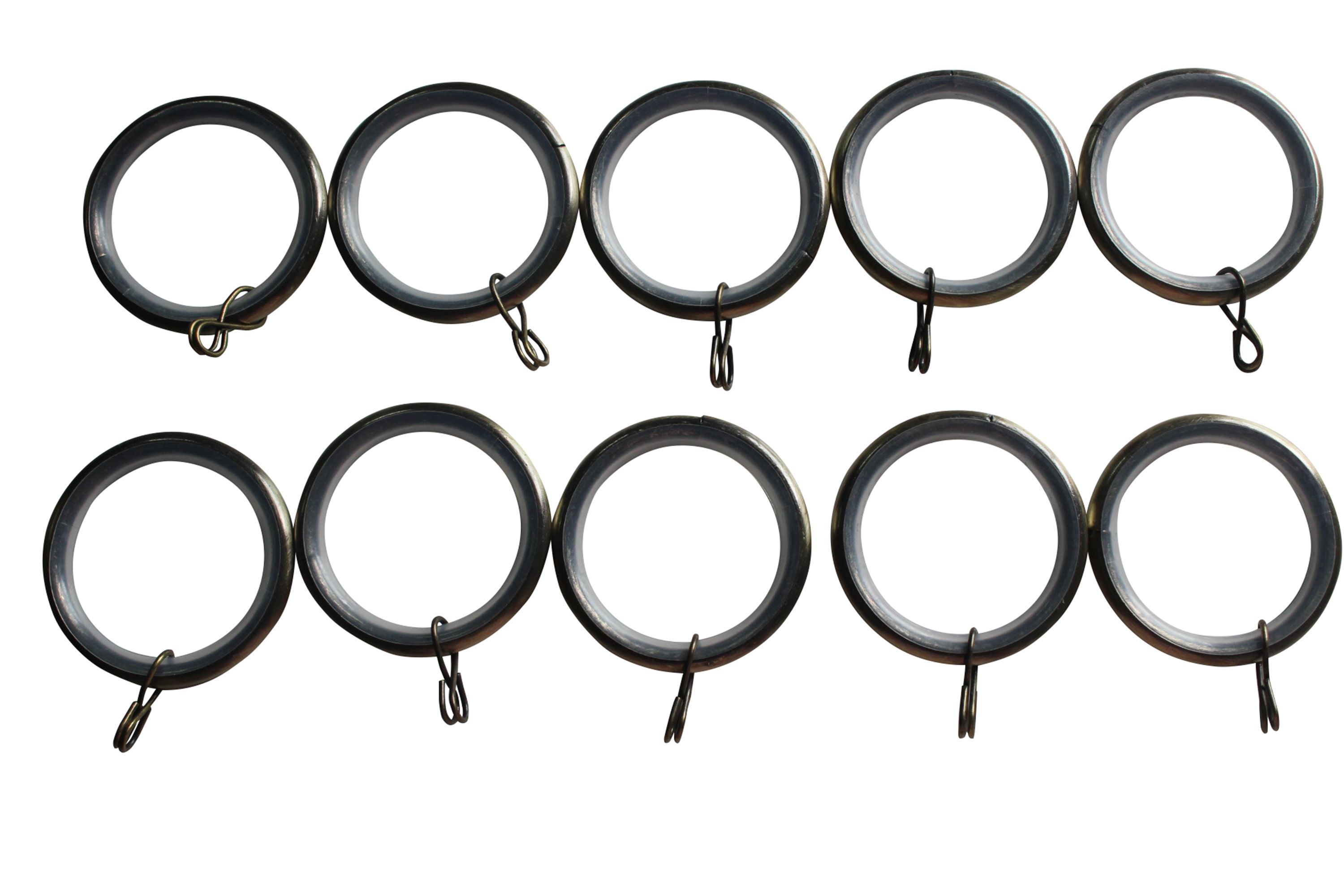 Goodhome Antiki Antique Brass Effect Curtain Ring Dia 28mm Pack