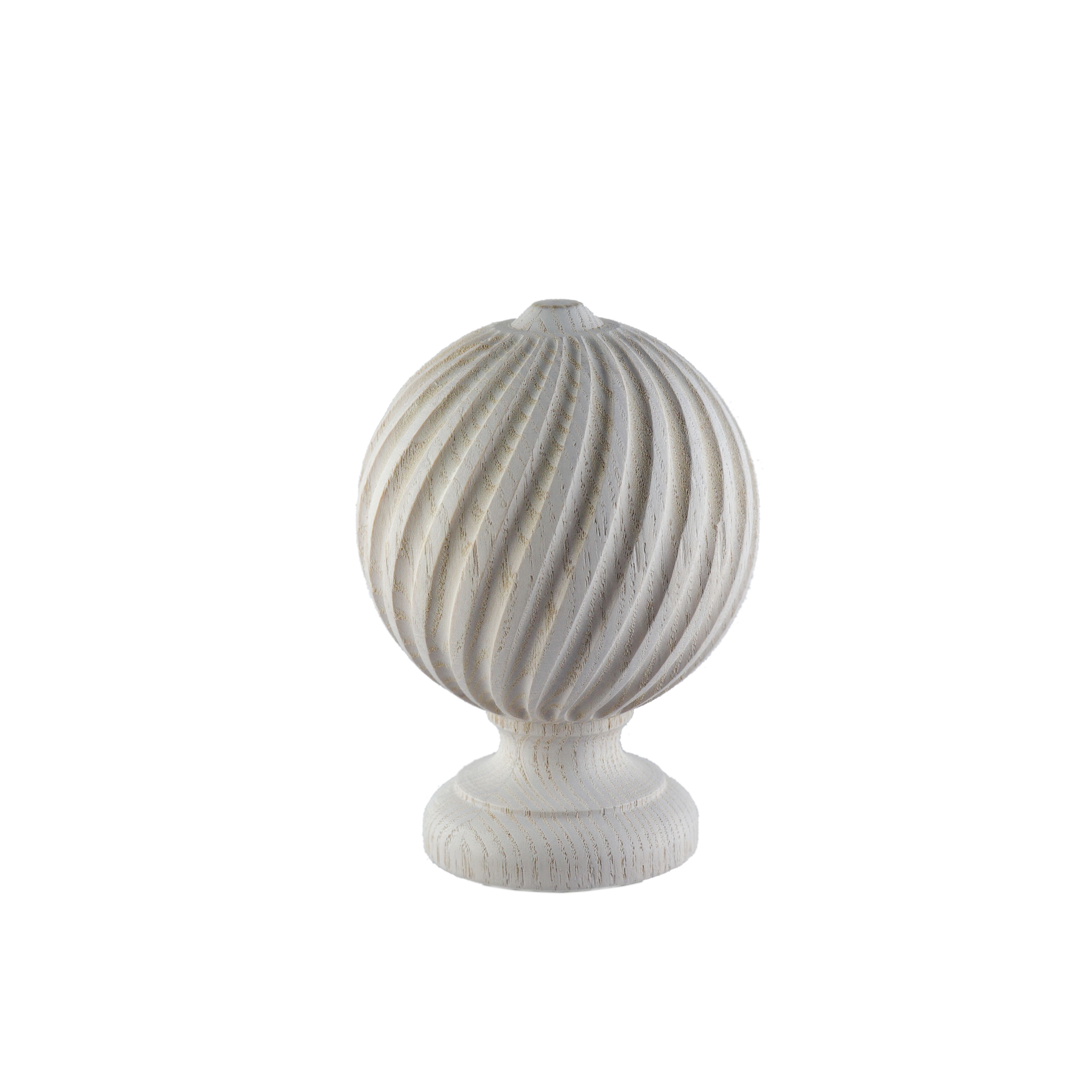 GoodHome Chalki White Wood Stripped Curtain pole finial (Dia)28mm Departments DIY at B&Q