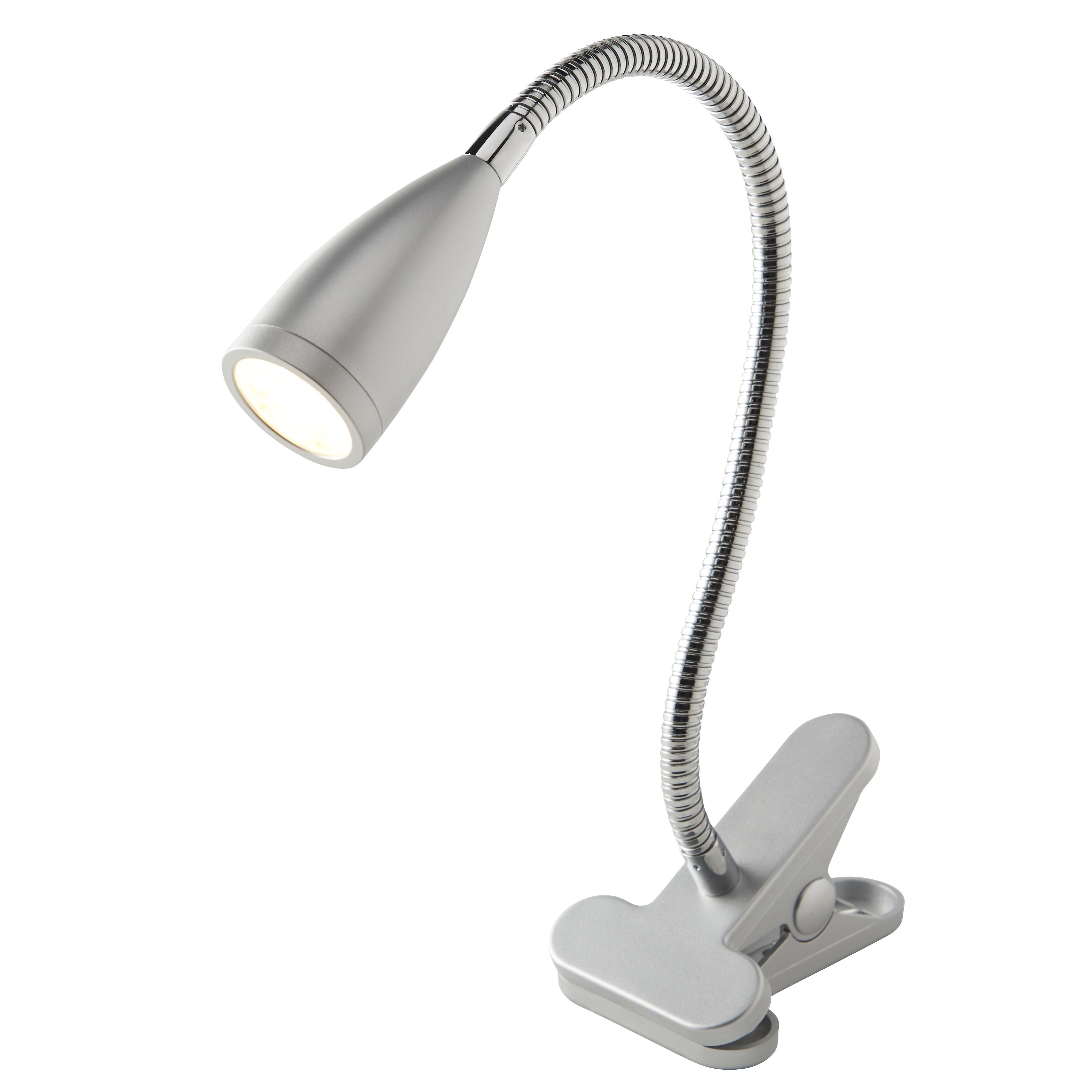 Colours Kulm Matt Silver LED Clip-on Desk Lamp | Departments | DIY At B&Q