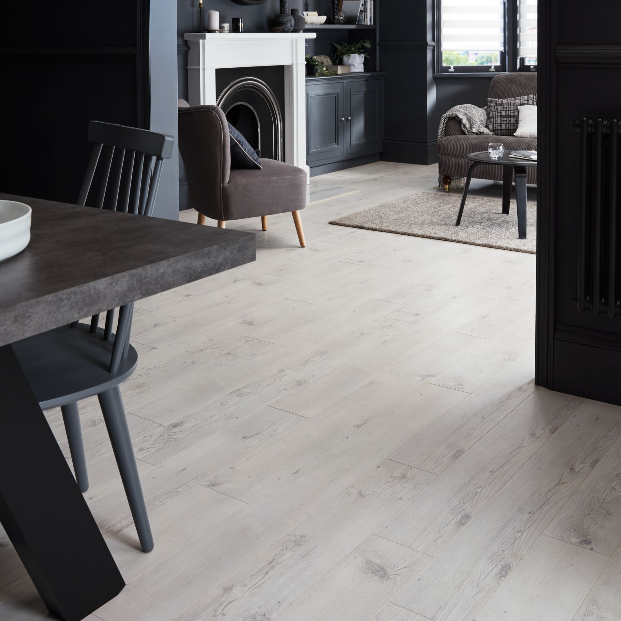 GoodHome Bilston White Oak effect Laminate flooring, Sample Departments DIY at B&Q