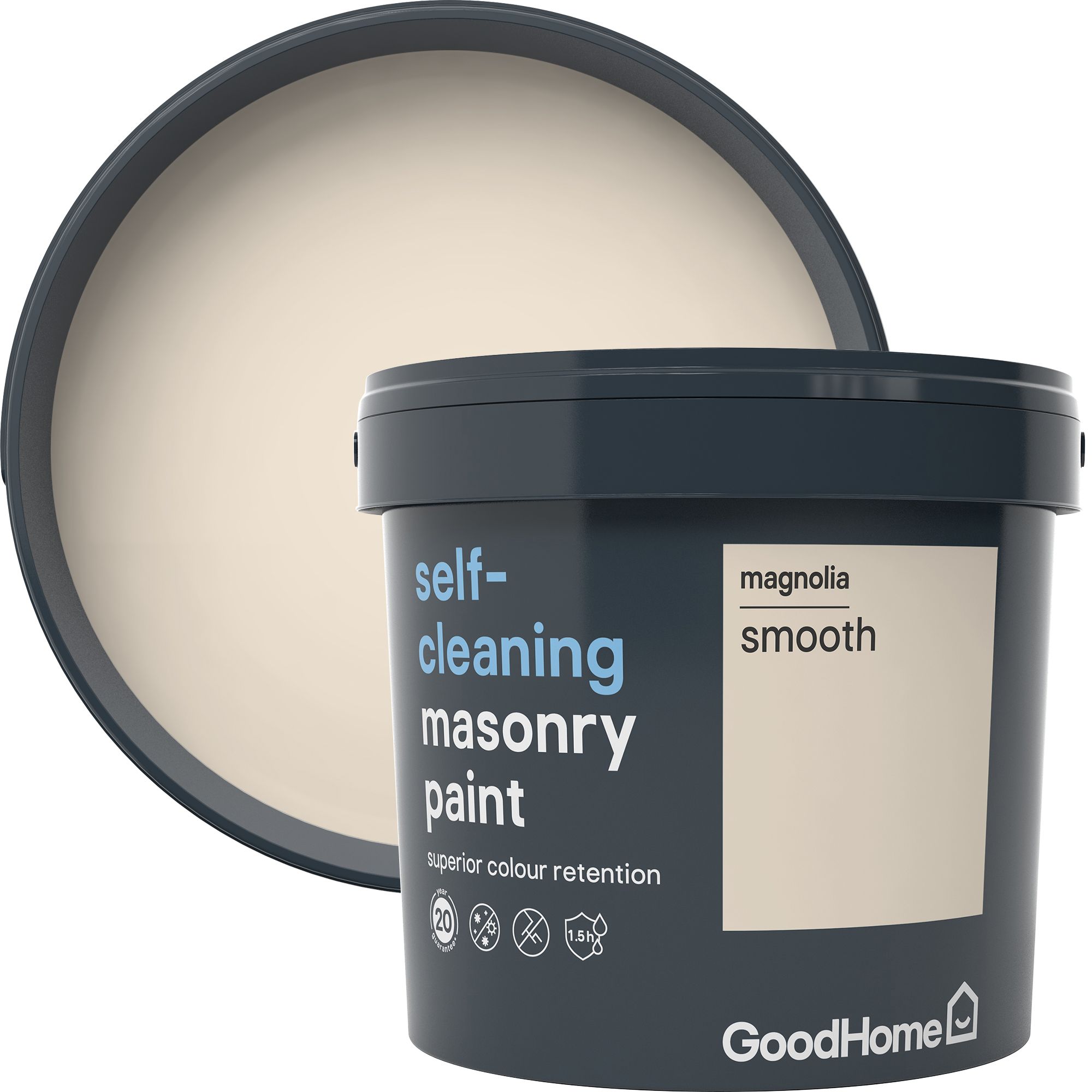 GoodHome Selfcleaning Magnolia Smooth Matt Masonry paint, 5L