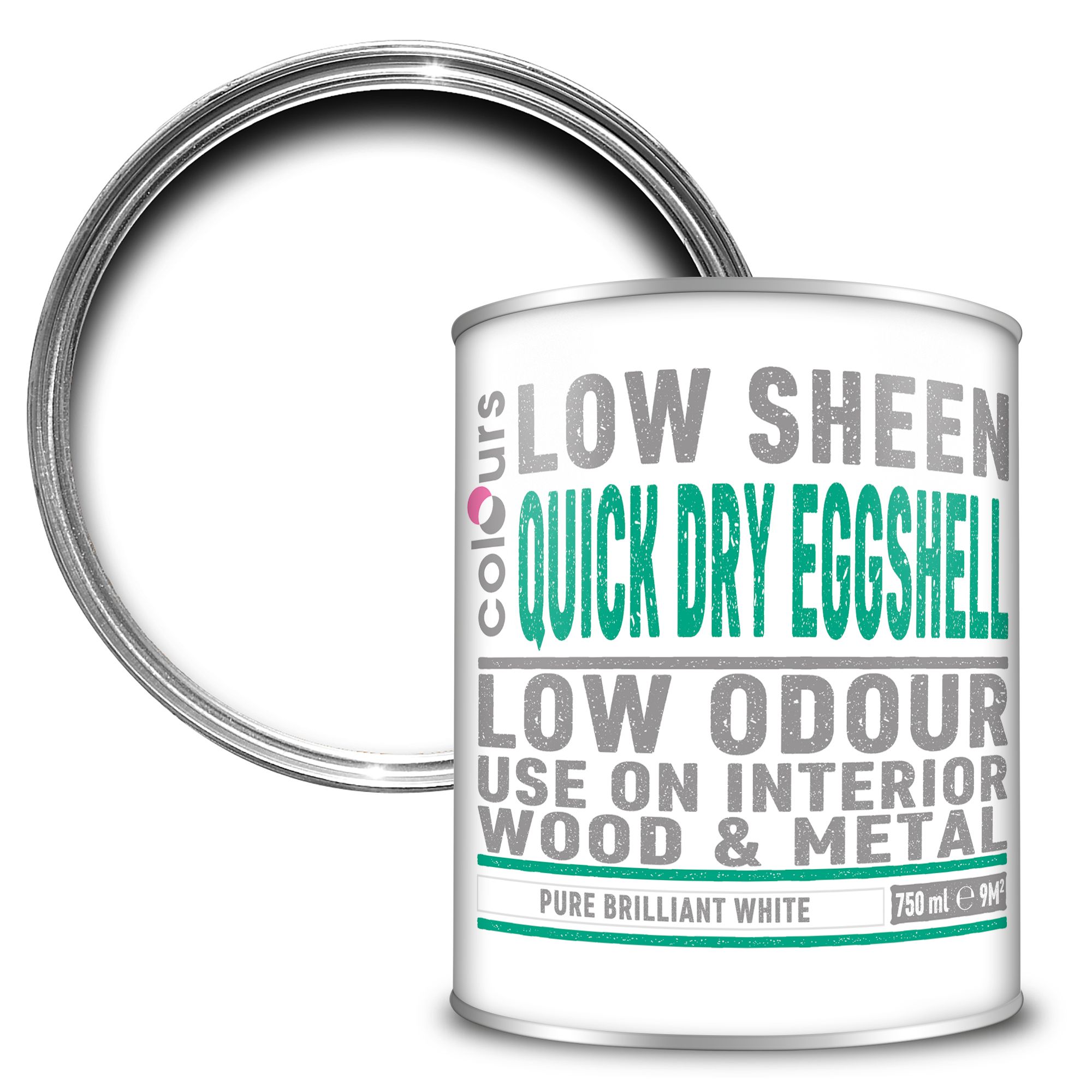 Colours Quick dry Pure brilliant white Eggshell Paint 0.75L