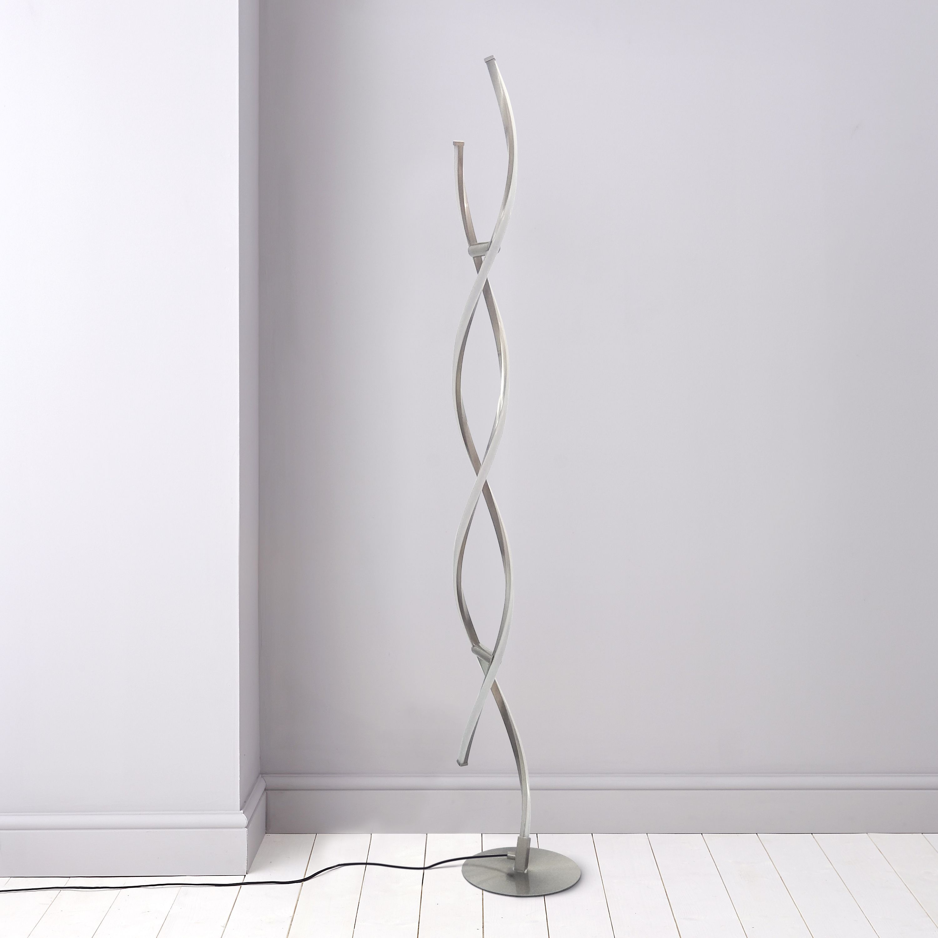 Colours Burnaby Wave Satin Nickel Effect Led Floor Lamp