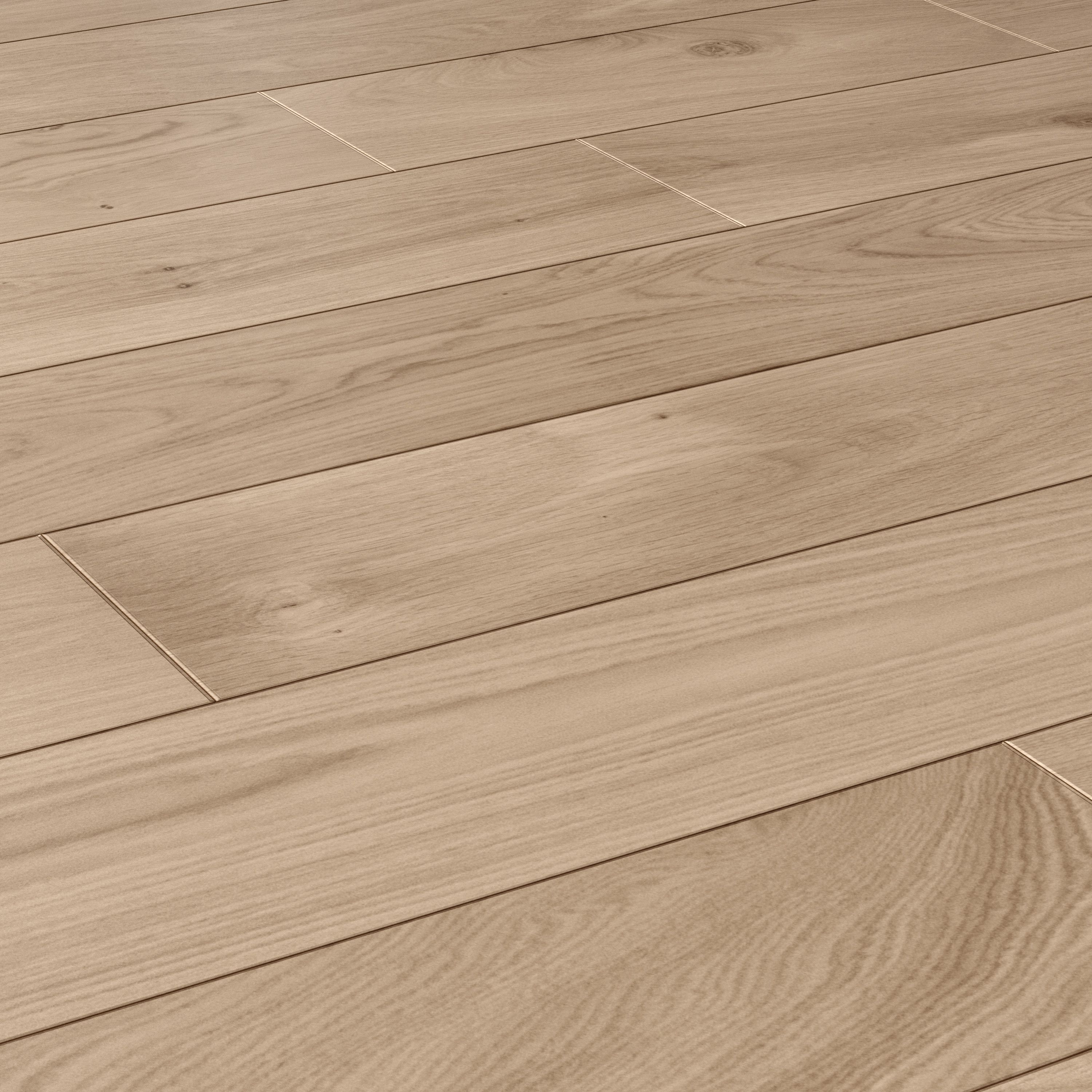 GoodHome Lulea Natural Oak Solid wood flooring, 1.26m² Pack ...