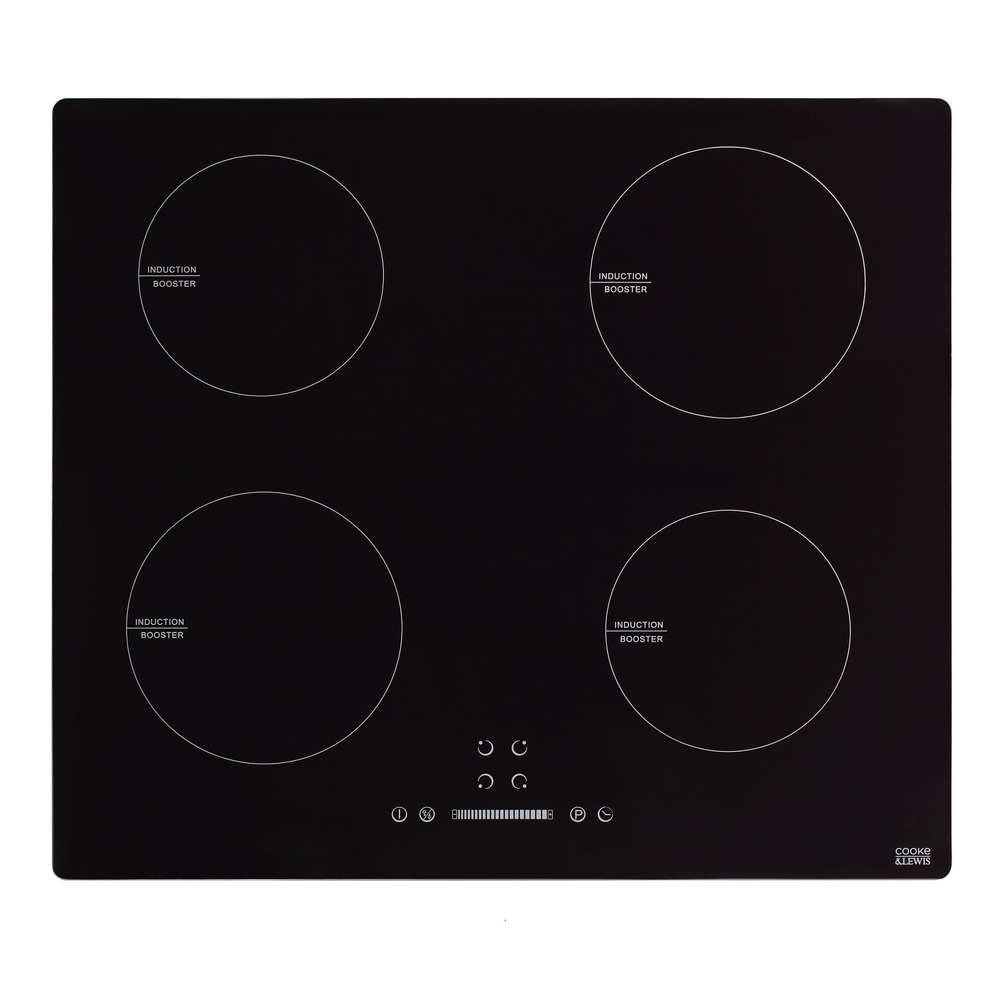 Cooke & Lewis LinkTech 4 burner Black Glass Electric Induction Hob Departments DIY at B&Q