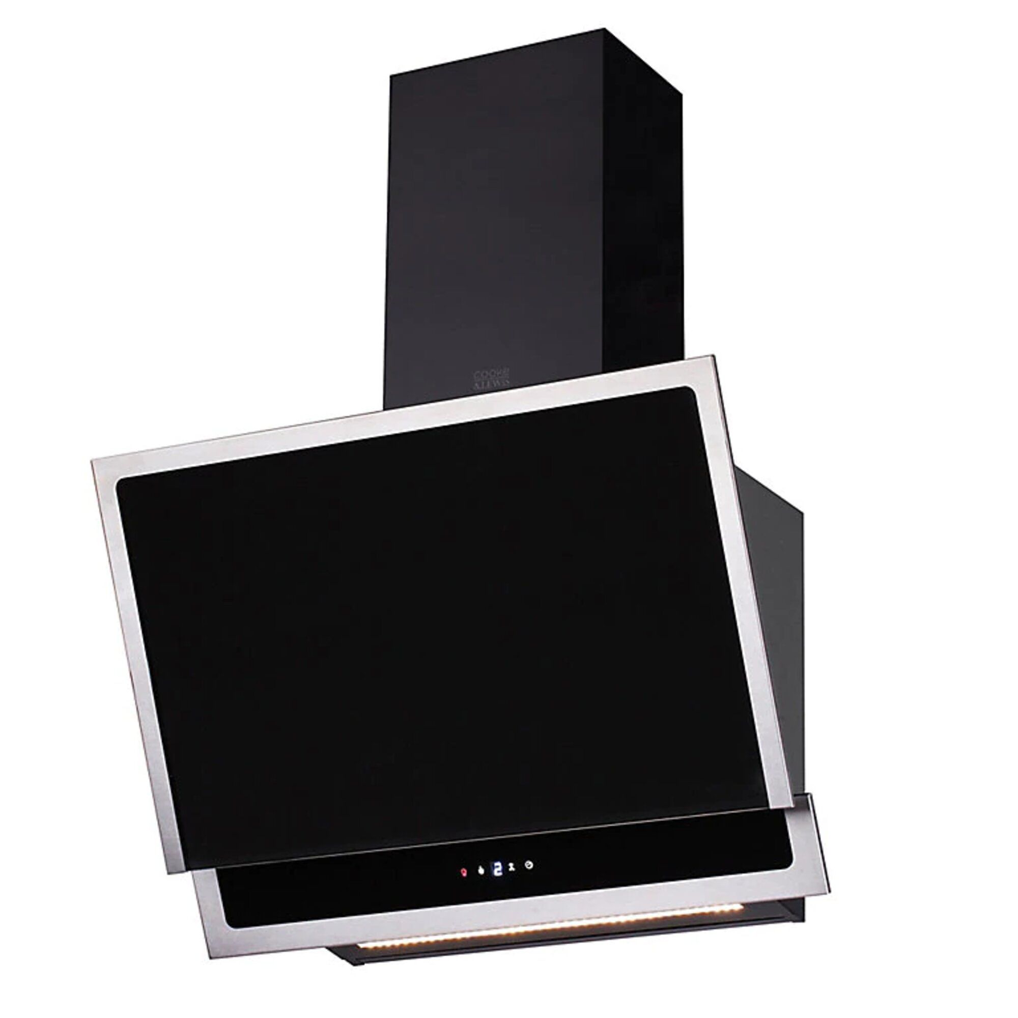 Cooke & Lewis CL60AGB Black Glass & Stainless Steel Angled Cooker Hood ...