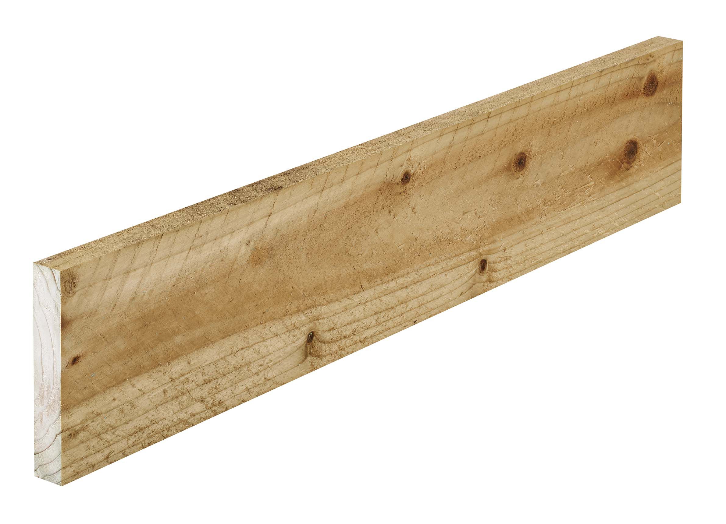 Treated Rough sawn Whitewood spruce Timber (L)1.8m (W)125mm (T)22mm