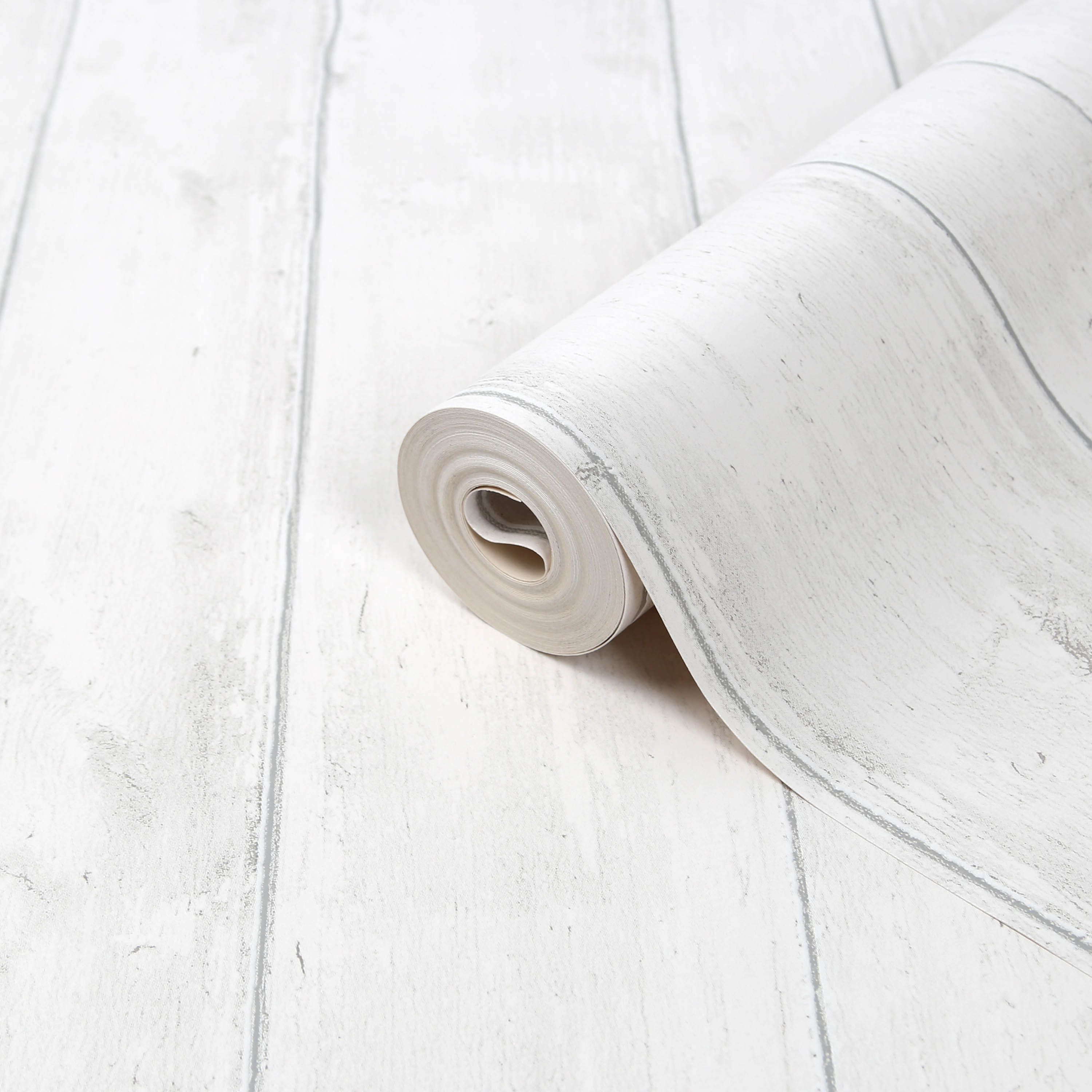 GoodHome Mayet White Wood effect Smooth Wallpaper Departments DIY