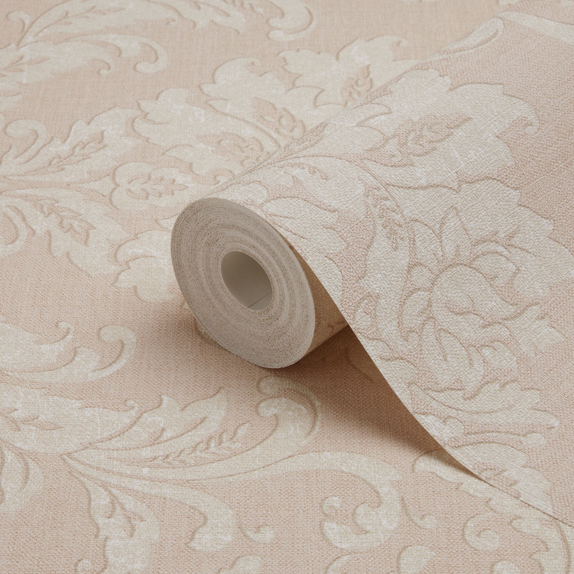 Goodhome Mire Peach Damask Textured Wallpaper Departments Diy At B Q