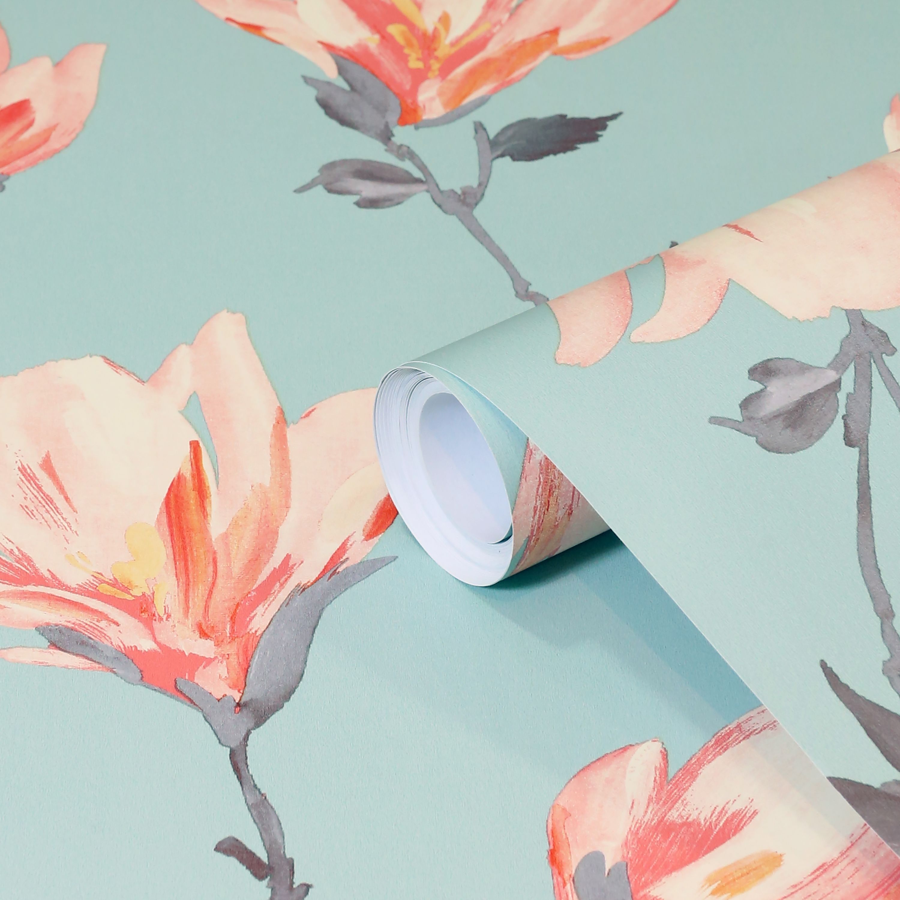 GoodHome Leuzea Blue Floral Wallpaper Departments DIY at B&Q