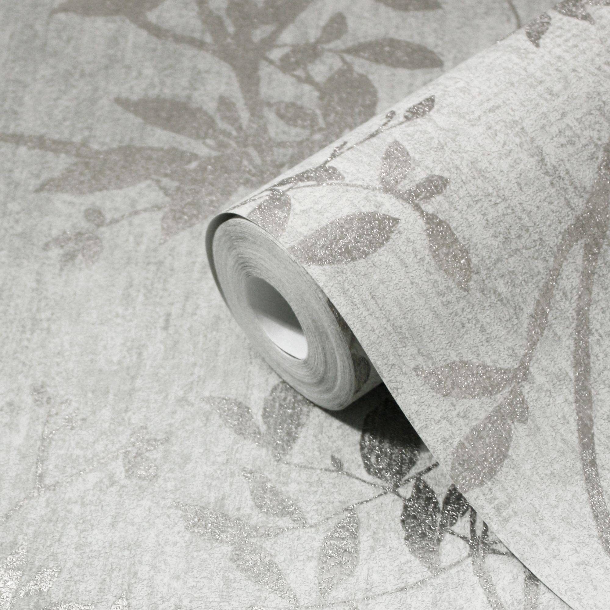 GoodHome Hirta Grey Floral Textured Wallpaper ...