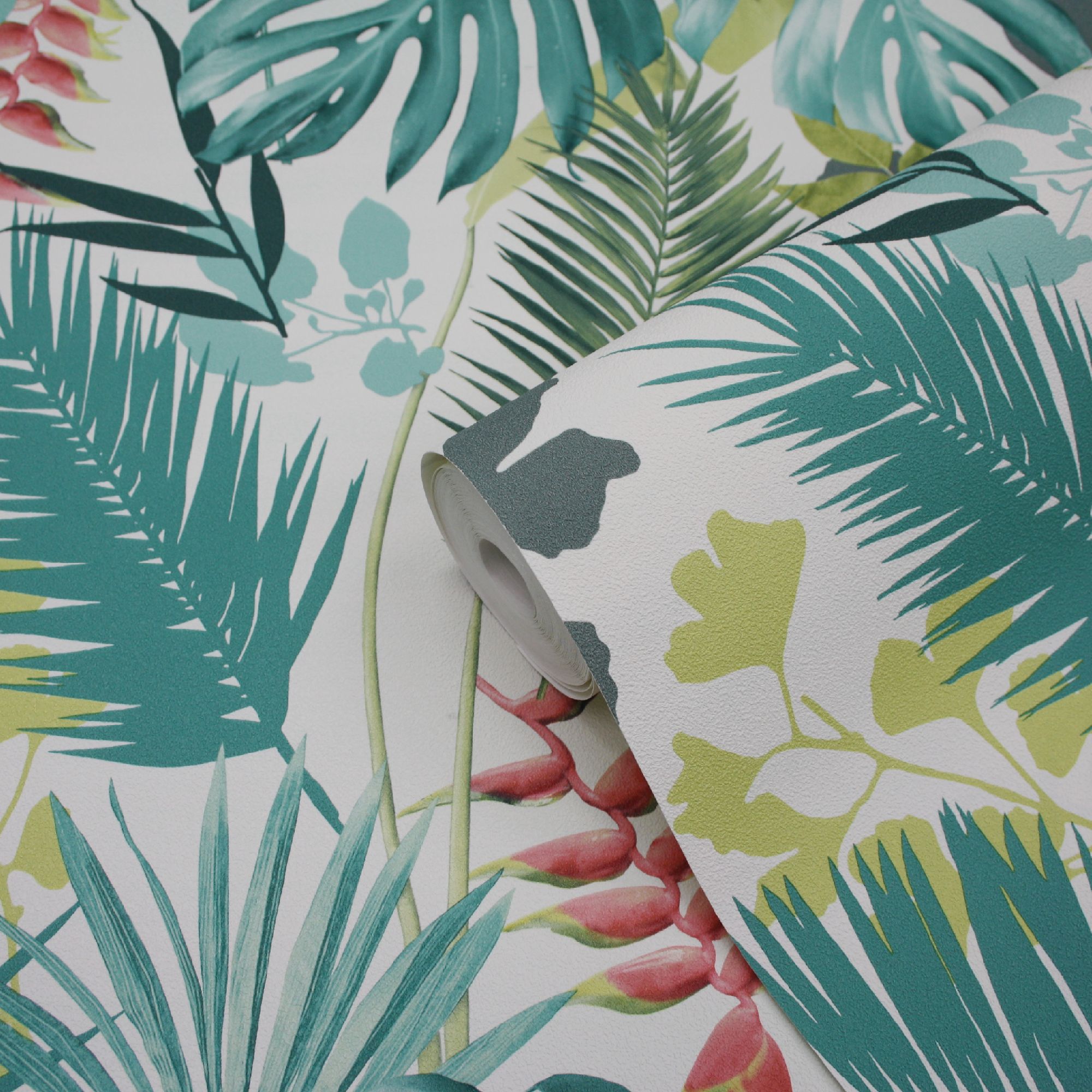 GoodHome Ferula Green Tropical leaves Textured Wallpaper Departments DIY at B&Q