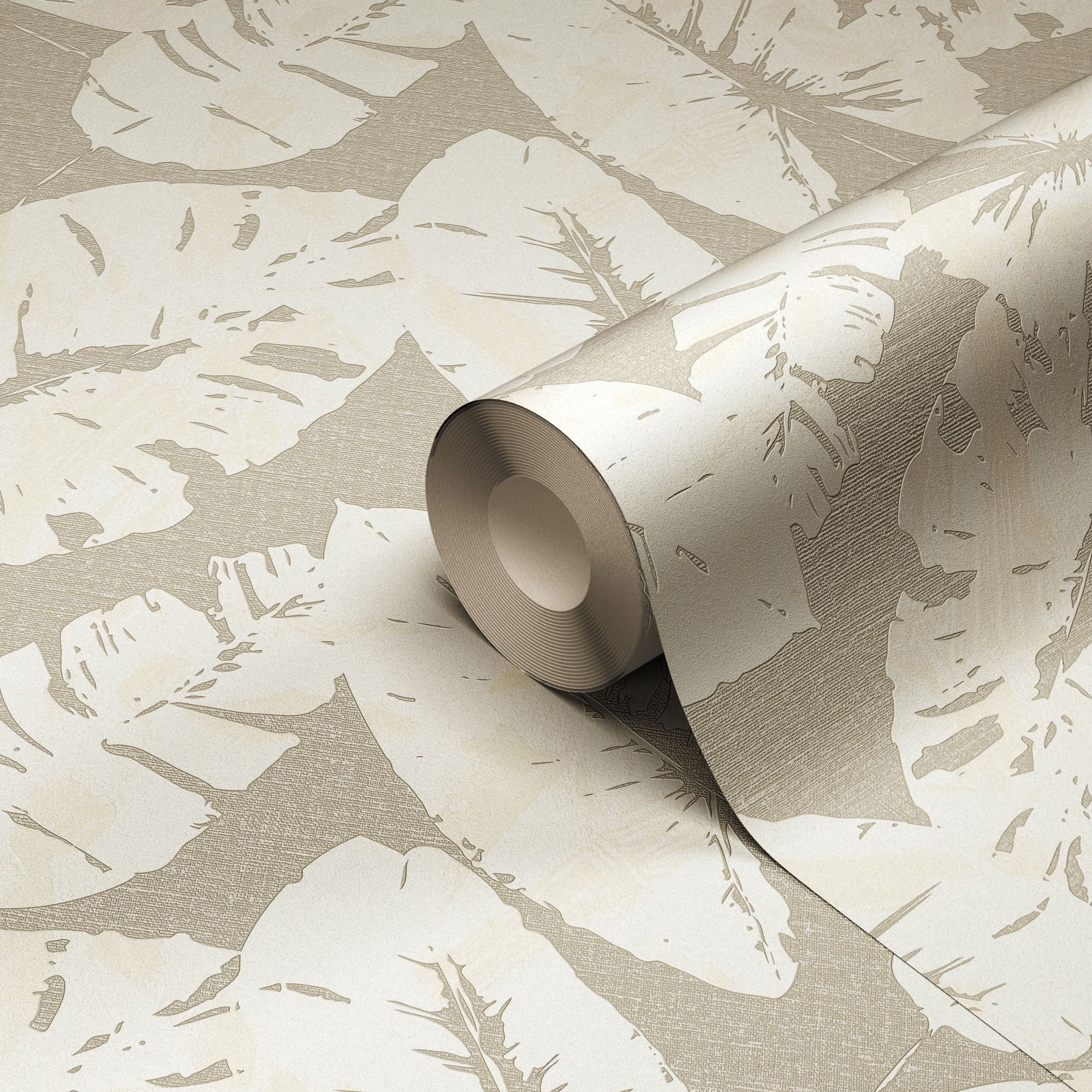 GoodHome Scolyme Cream Leaves Wallpaper Departments DIY at B&Q
