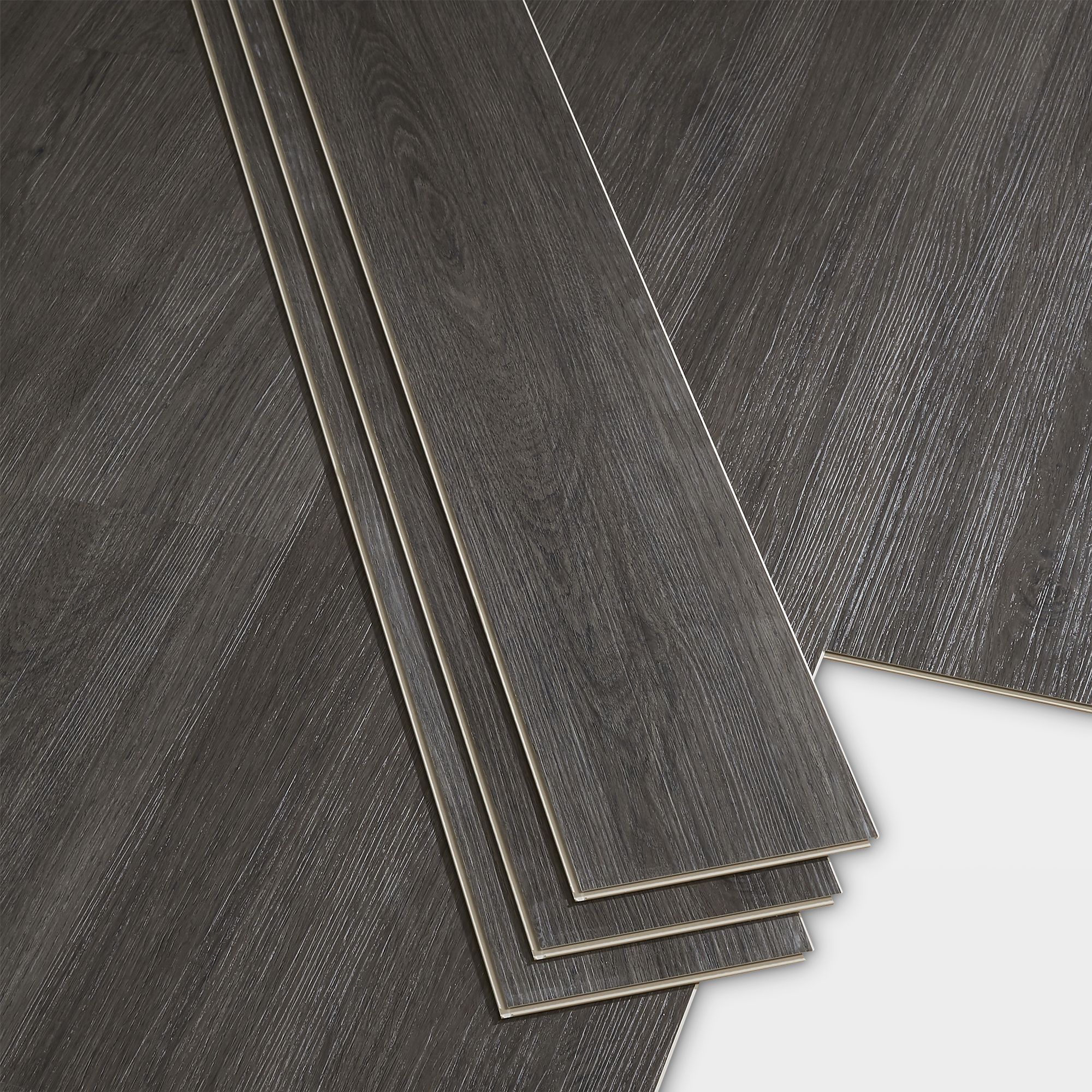 Goodhome Bachata Dark Grey Wood Effect Luxury Vinyl Click Flooring