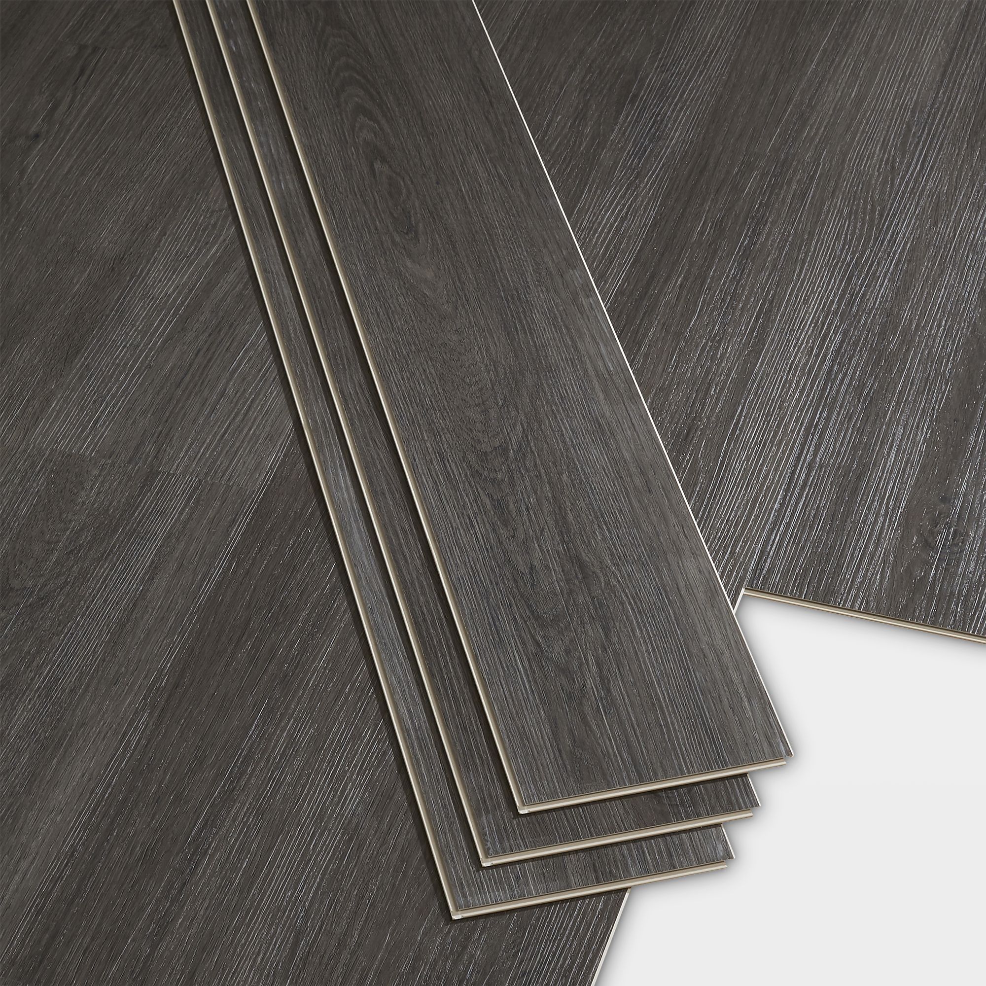 GoodHome Bachata Dark Grey Wood Effect Vinyl Tile Pack Of 14