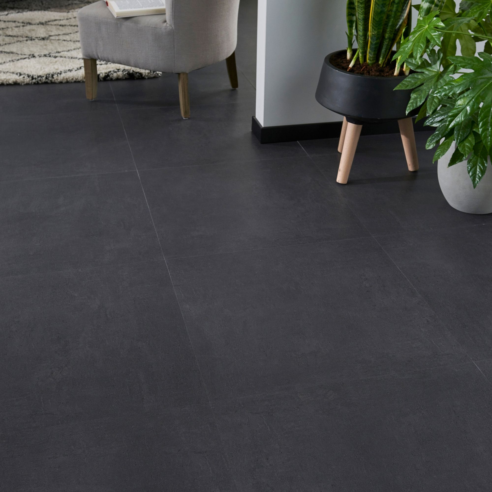 GoodHome Jazy Slate Tile effect Luxury vinyl click flooring, 2.23m²