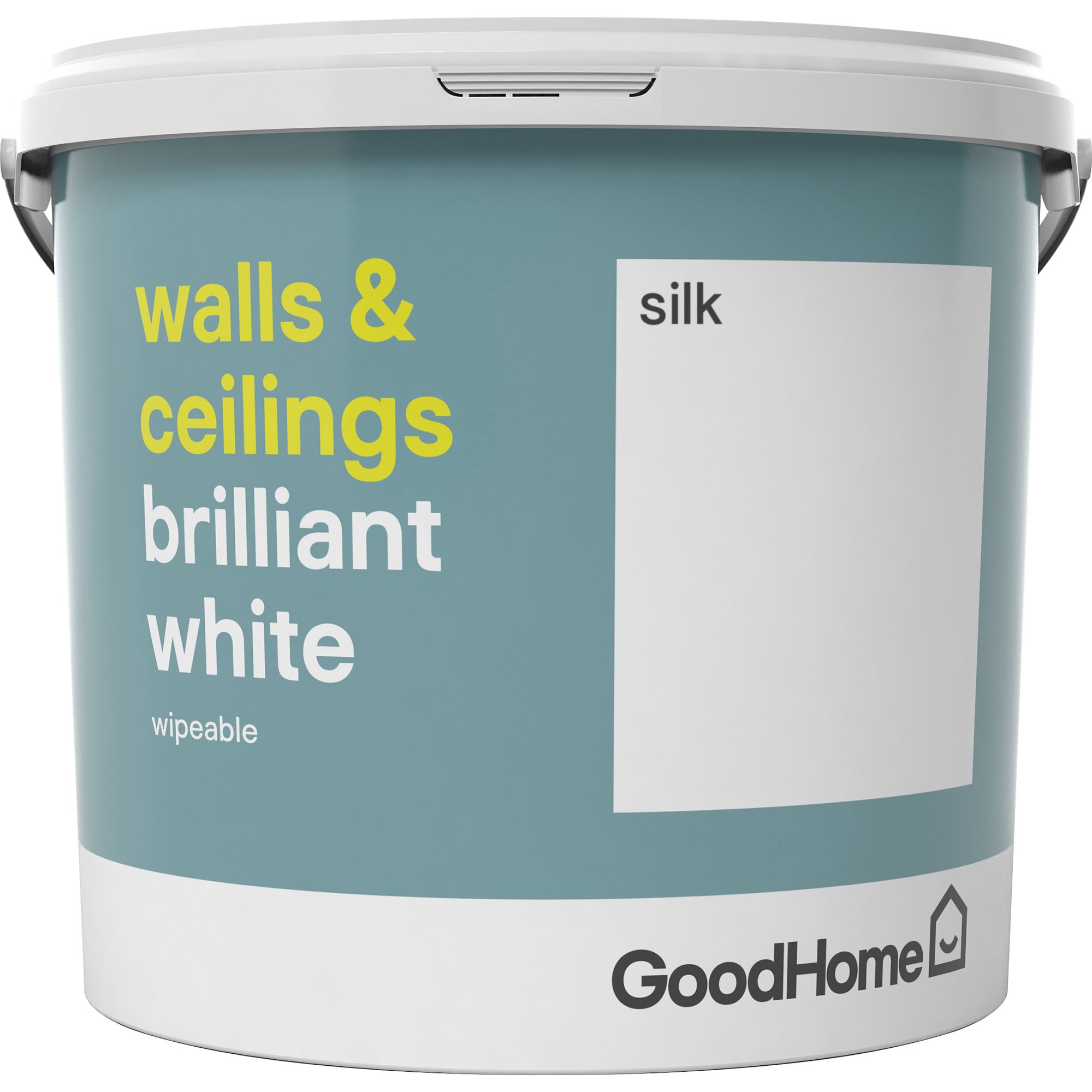 GoodHome Brilliant white Vinyl silk Emulsion paint, 5L Departments