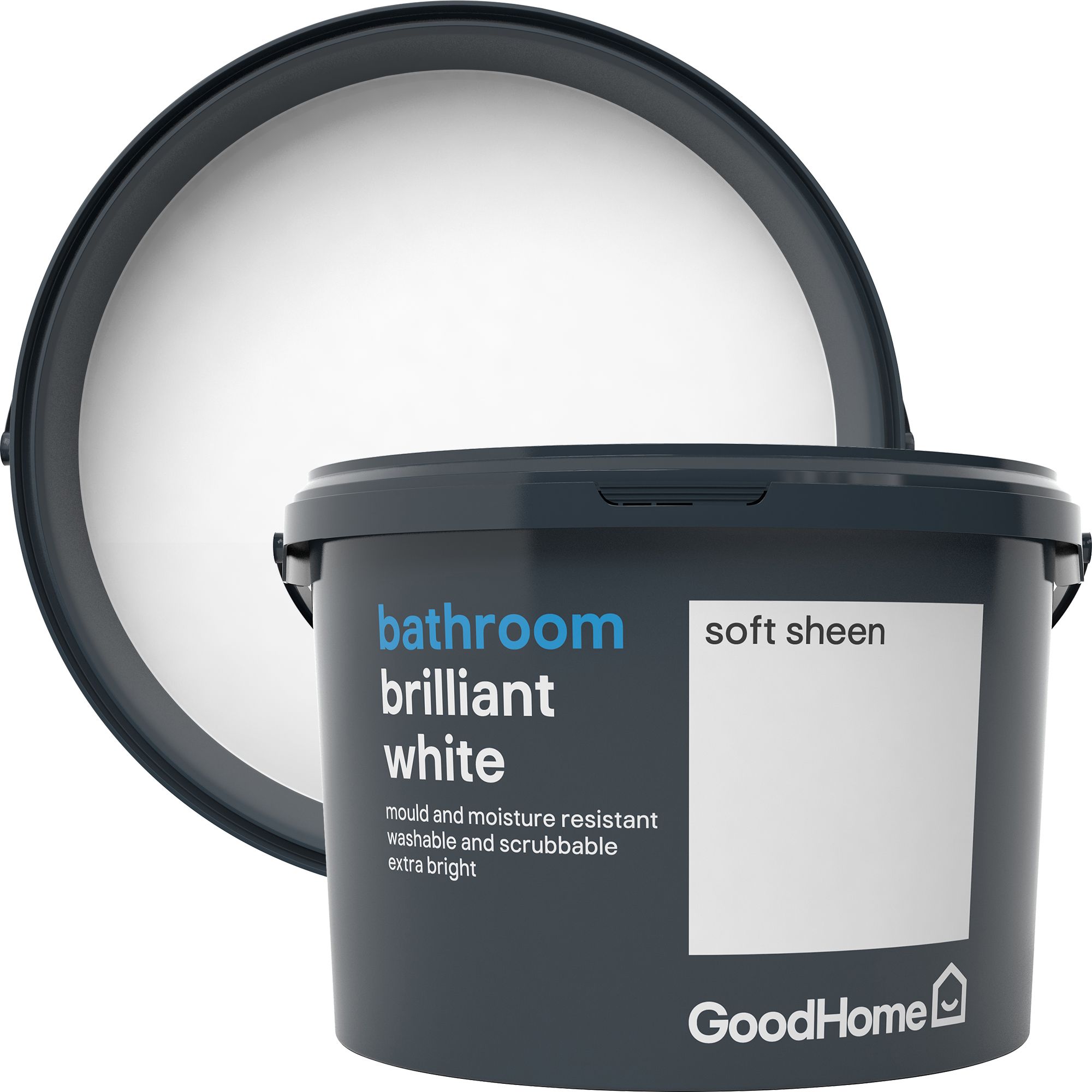 GoodHome Bathroom Brilliant white Soft sheen Emulsion paint, 2.5L