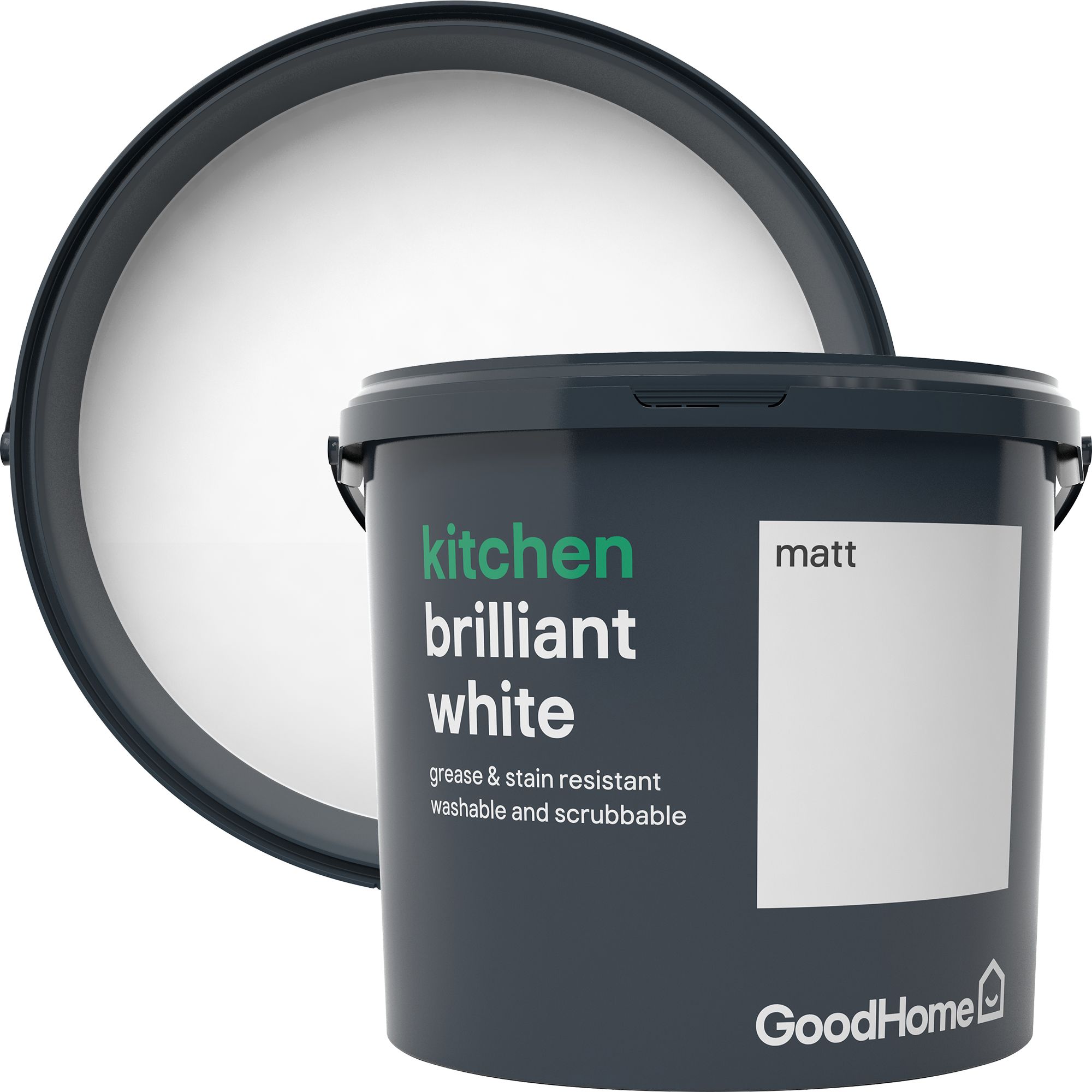 GoodHome Kitchen Brilliant white Matt Emulsion paint, 5L Departments