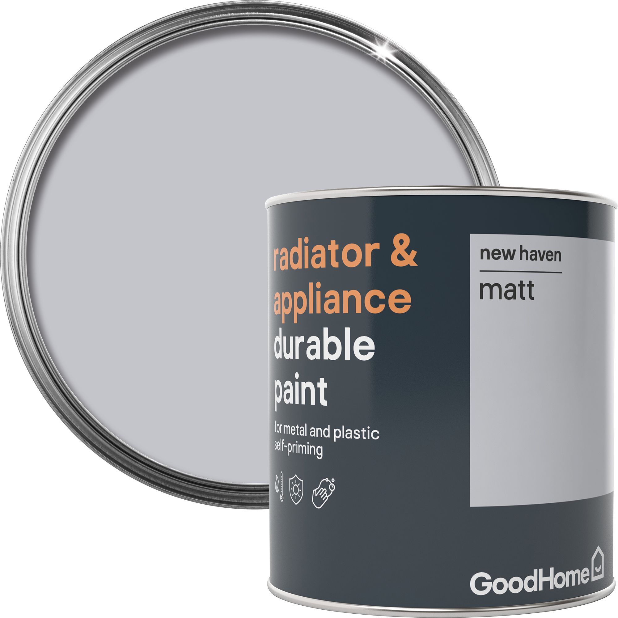 GoodHome Durable New haven Matt Radiator & appliance paint 750ml Departments DIY at B&Q