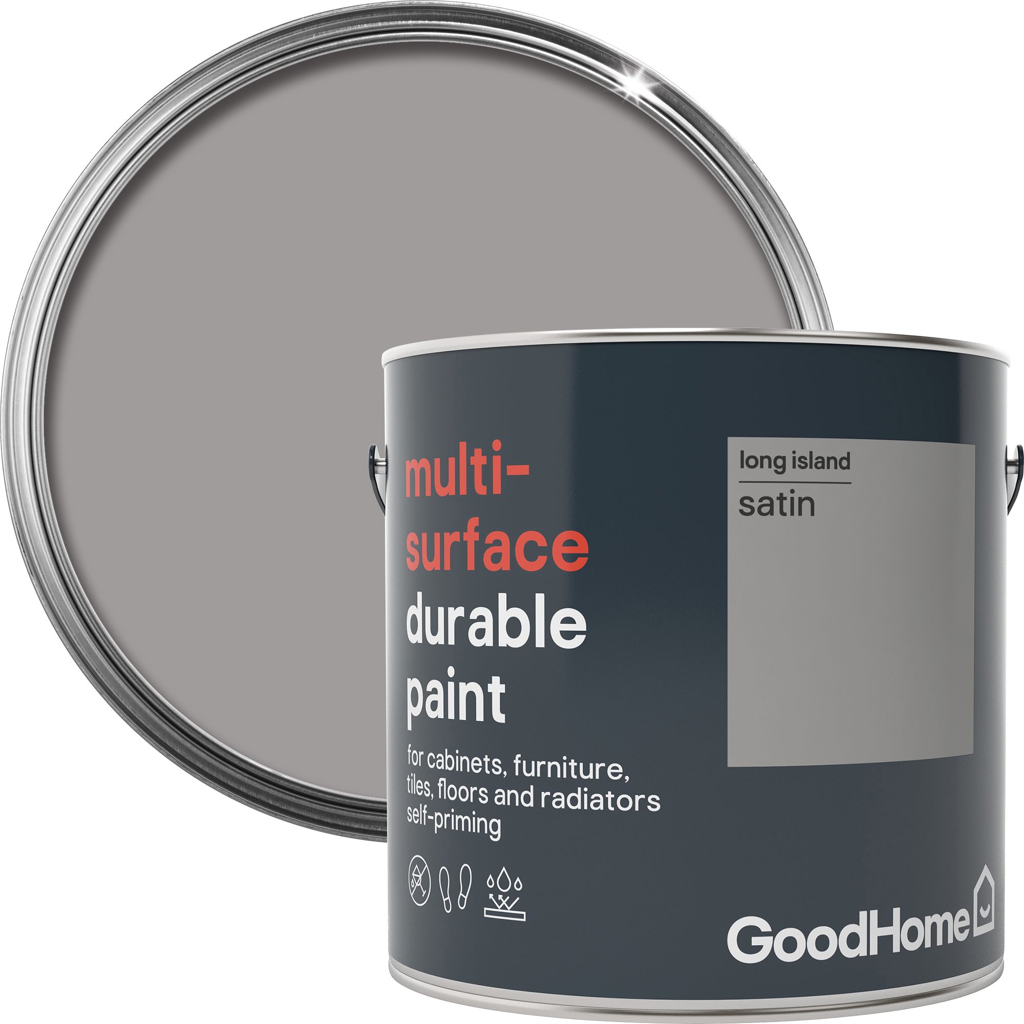 GoodHome Durable Long island Satin Multisurface paint 2L Departments