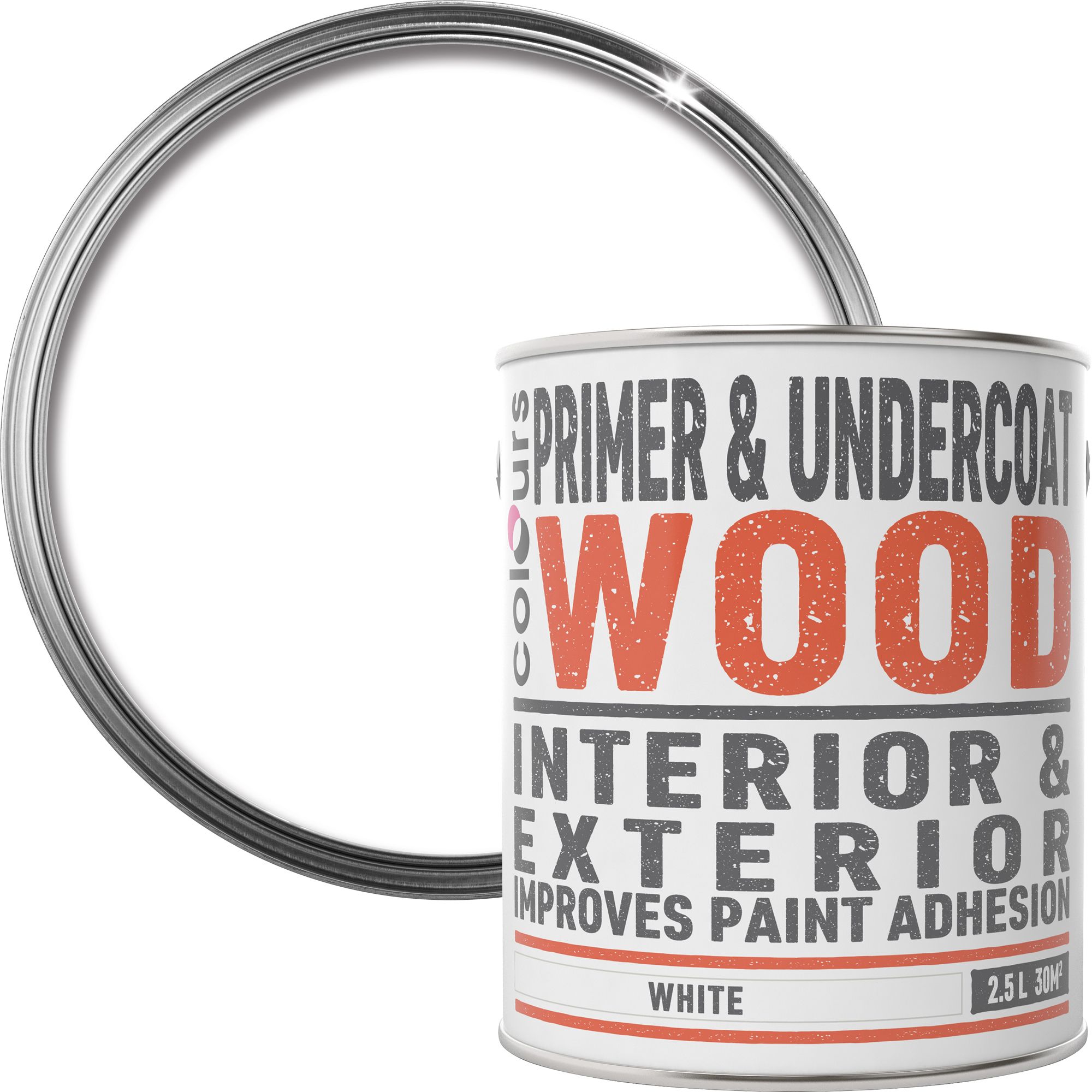 Colours White Wood Primer & undercoat, 2.5L Departments DIY at B&Q