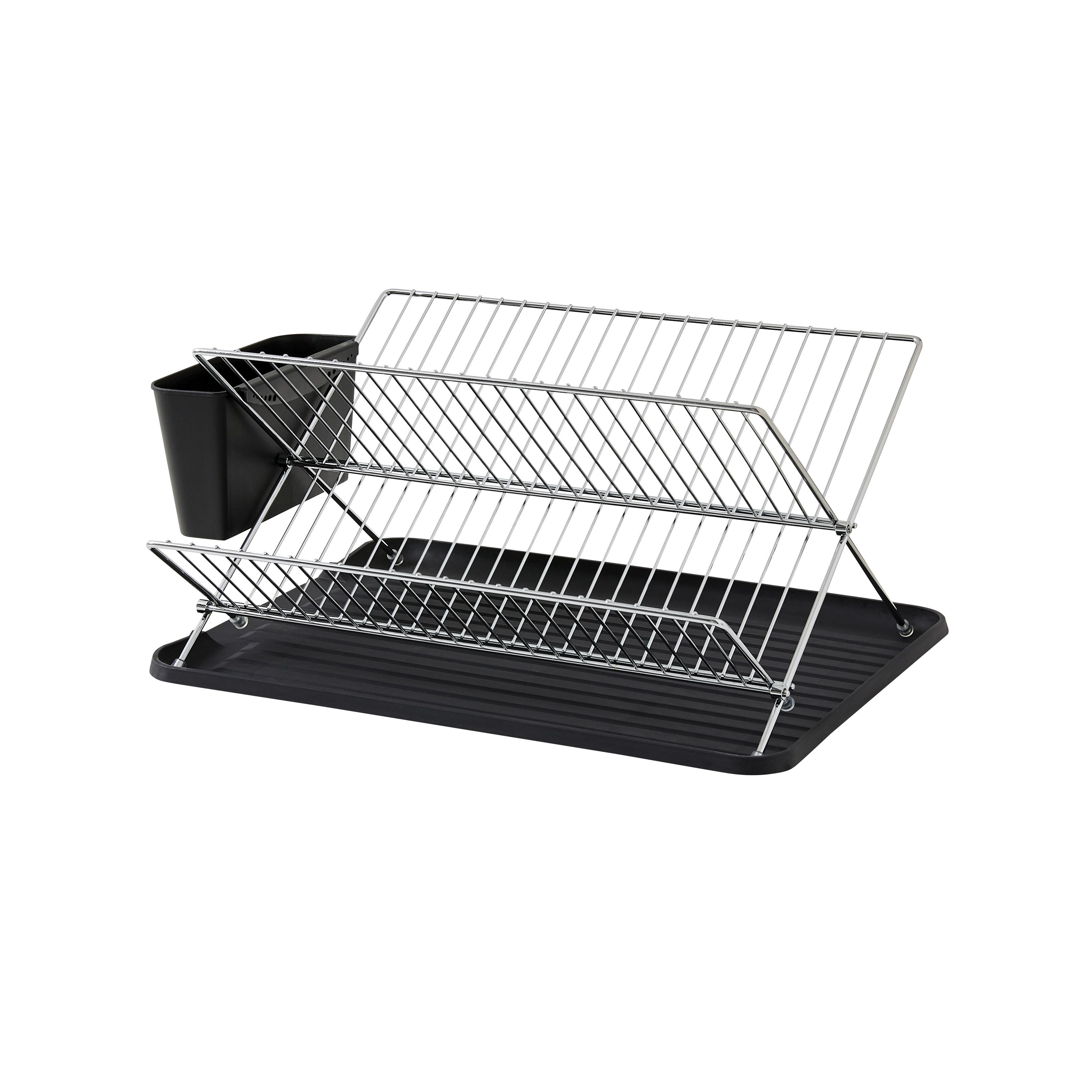 GoodHome Datil Chrome effect X shape Dish drainer rack, (W)460mm