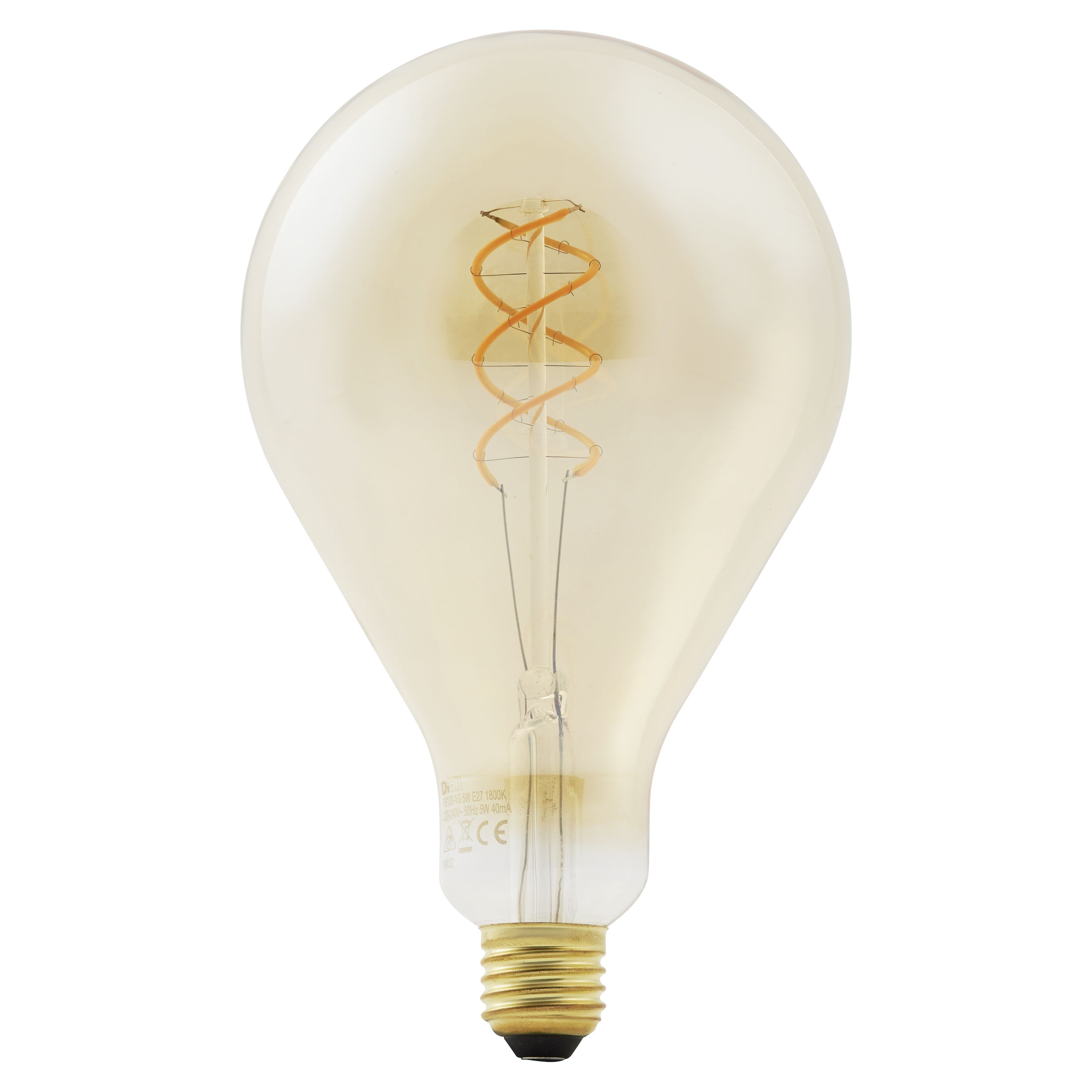 Diall E27 5W 300lm Balloon Warm white LED Filament Light bulb Departments DIY at B&Q