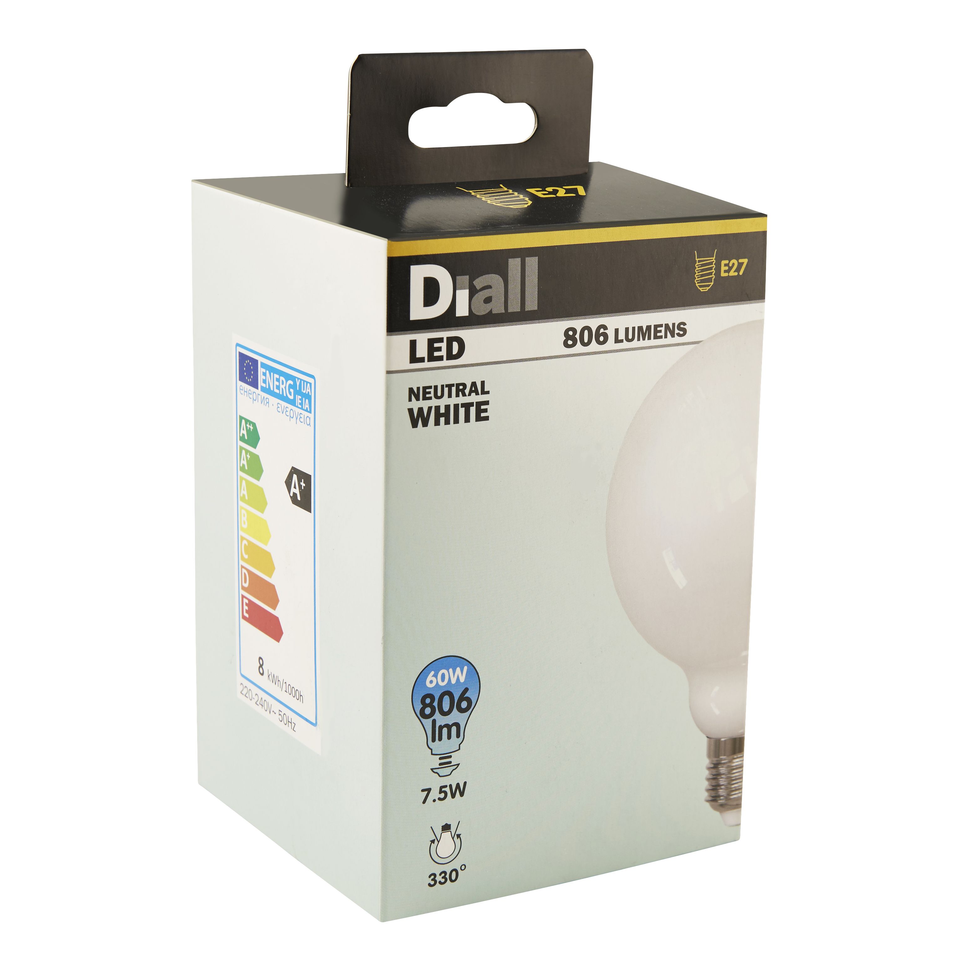 Diall E27 7W 806lm Globe Neutral white LED Light bulb | Departments ...