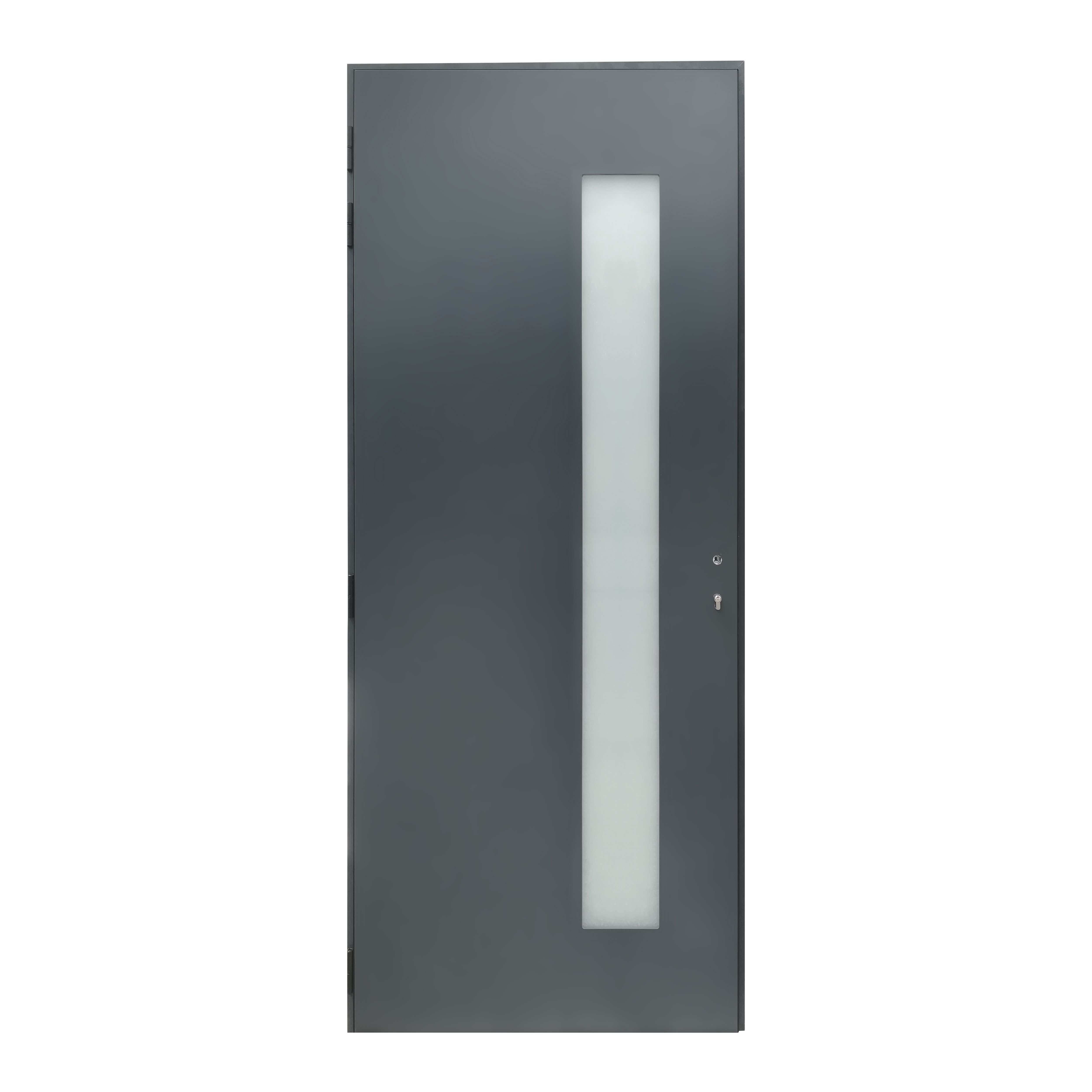 Frosted Glazed Contemporary Lacquered Grey Aluminium Rh External