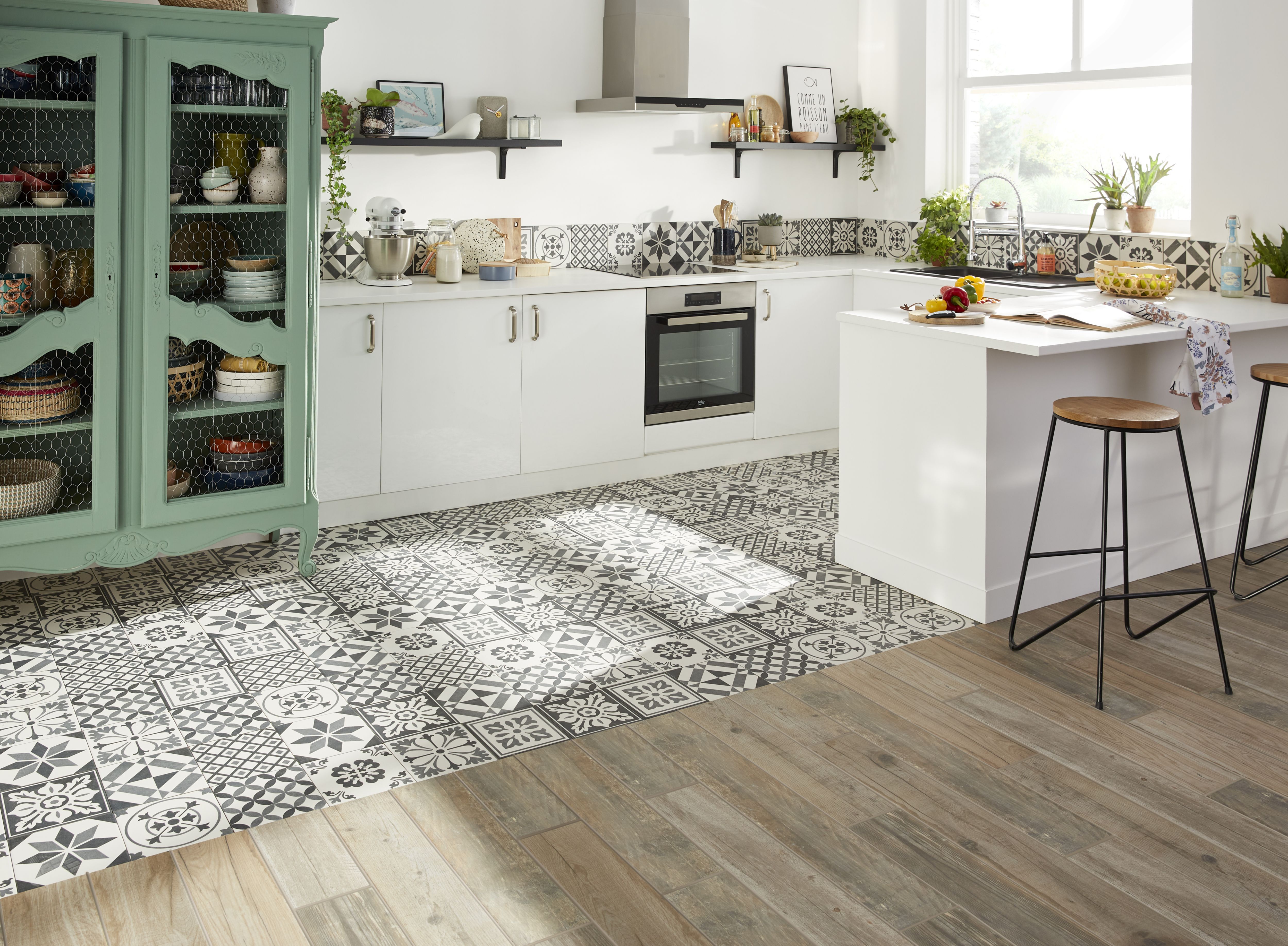 Spanish Tile Floors Oak Dining Room