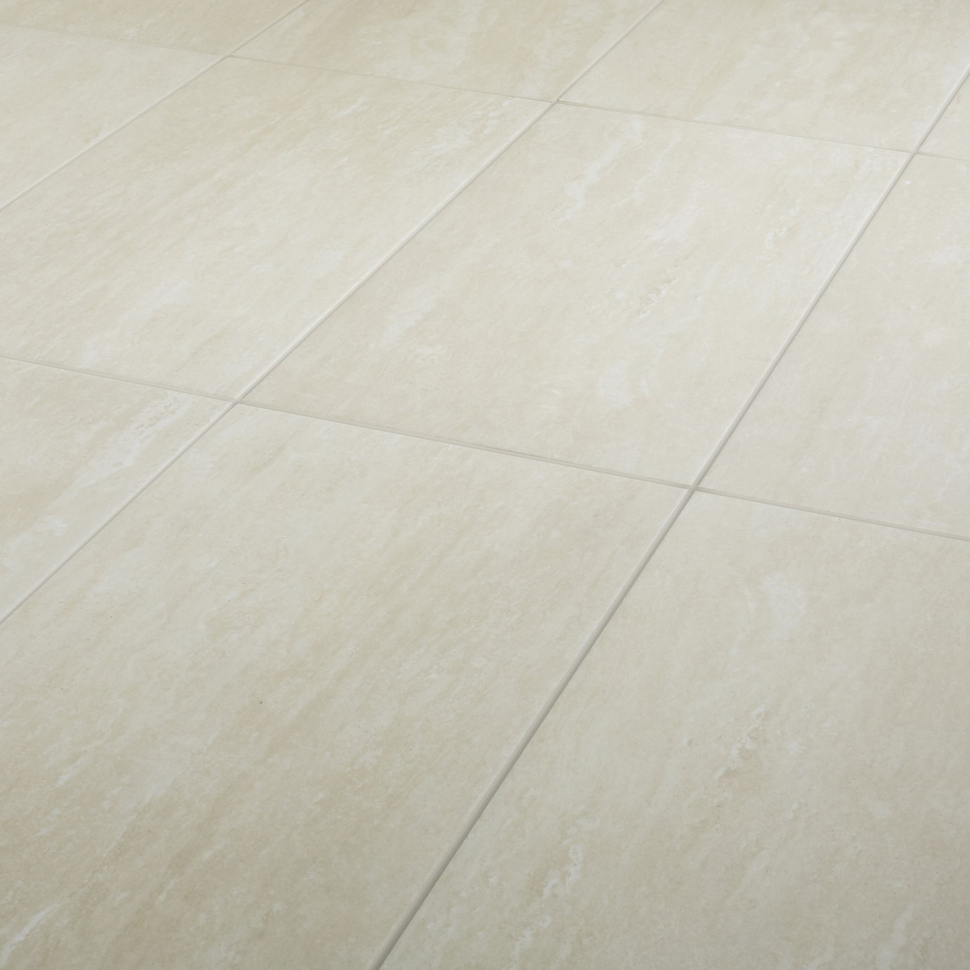 Soft travertin Beige Matt Stone effect Porcelain Floor tile, Pack of 7