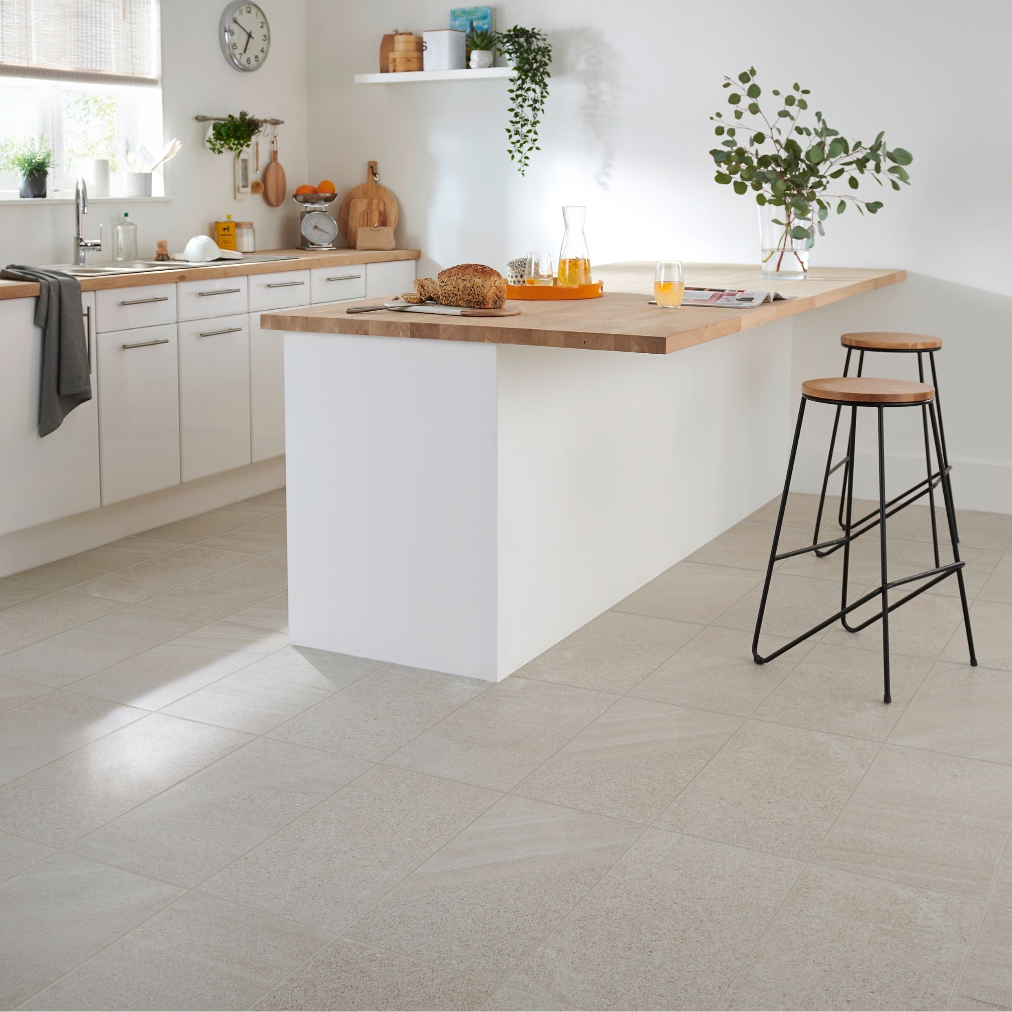 English Light Grey Satin Stone Effect Porcelain Floor Tile