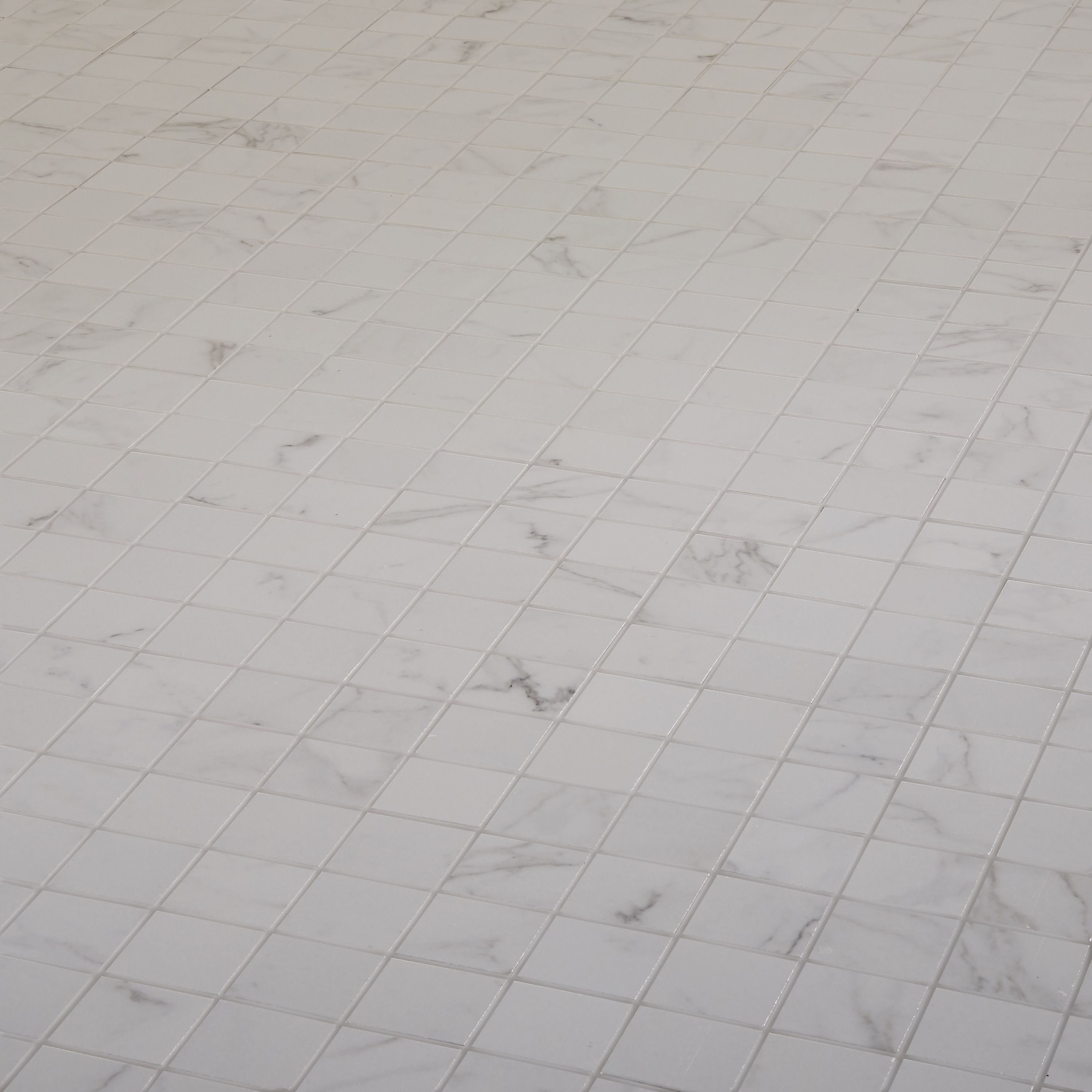 Elegance White Gloss Marble effect Ceramic Mosaic tile, (L)300mm (W