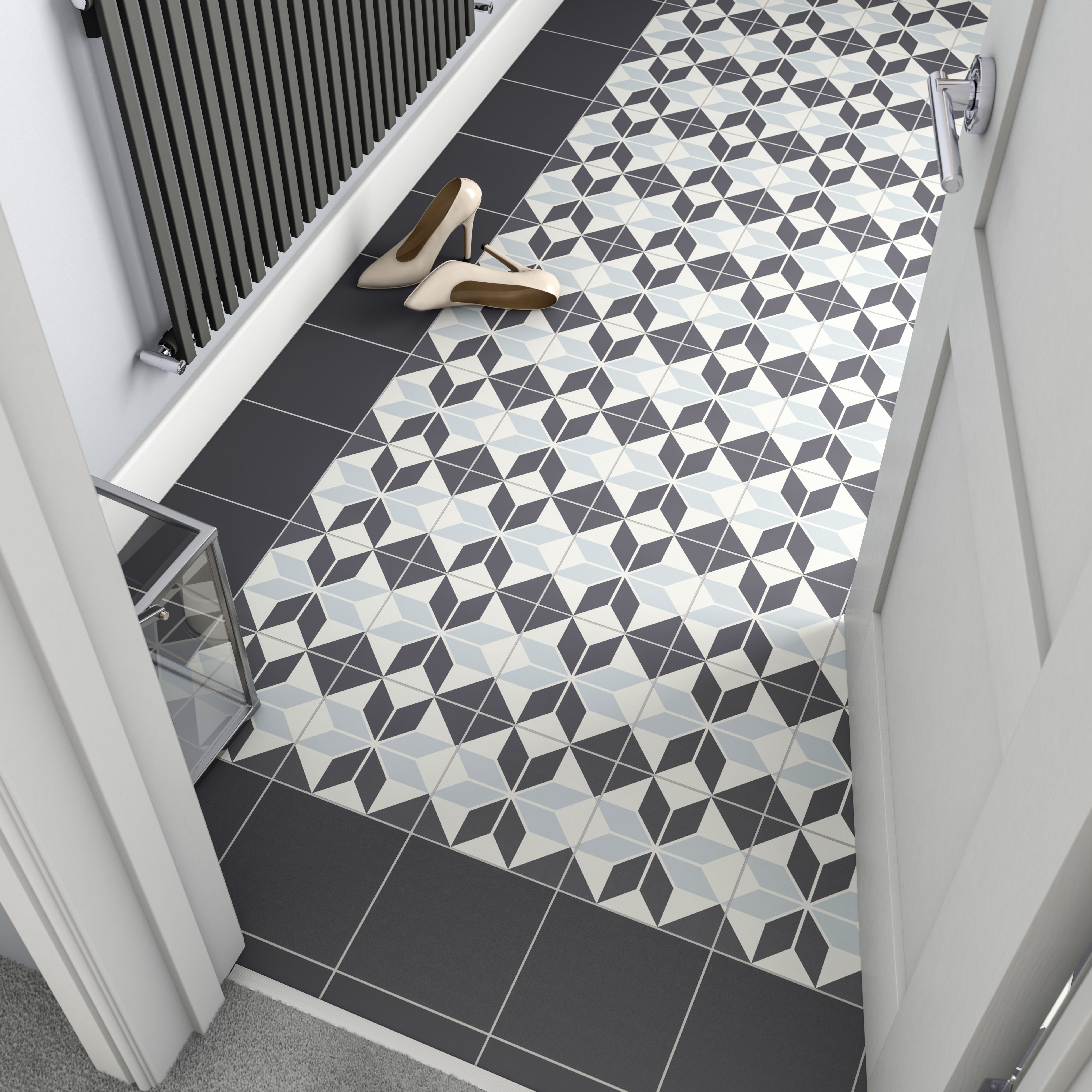 Hydrolic Black Matt Porcelain Floor tile, Pack of 25, (L)200mm (W)200mm Departments DIY at B&Q